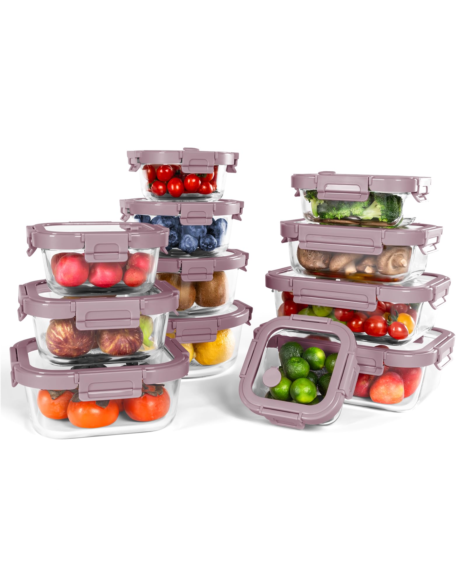 12 Pack Glass Containers with Tempered Lids (12 Count)