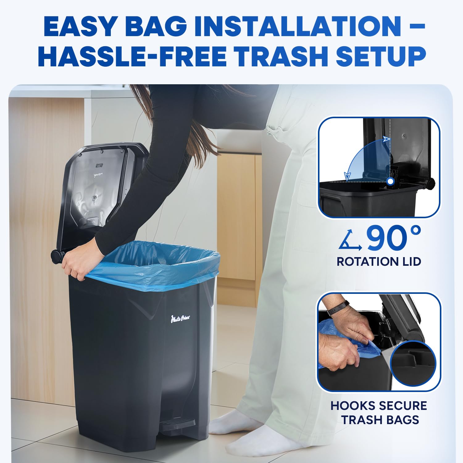 14 Gallon Step Trash Can for Kitchen