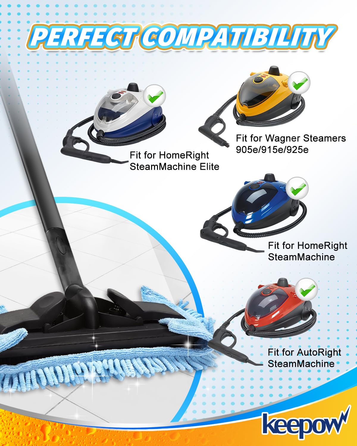 Steam Mop Pad Compatible with Wagner Steamer Pads 905e (4 Count)