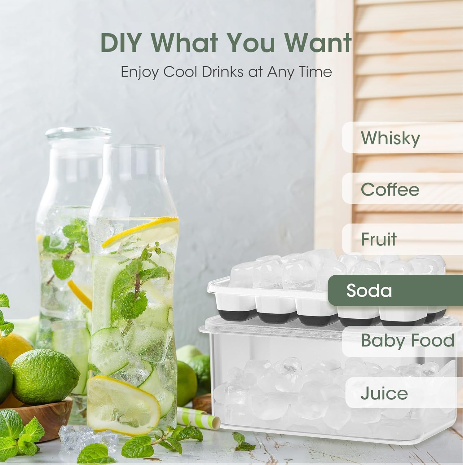 Ice Cube Tray with Lid and Bin (4 Count)
