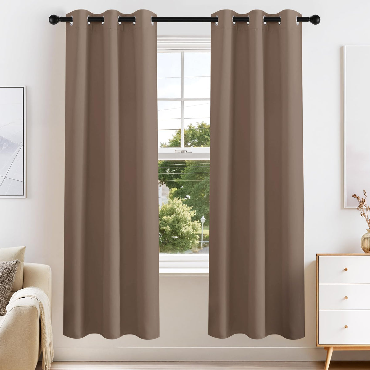 Mocha Blackout Curtains for Bedroom 63 Inch Length 2 Pcs (2 Count)