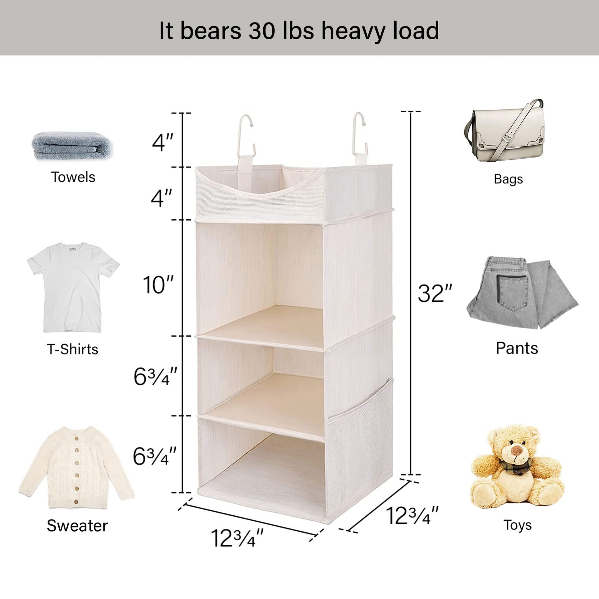 3 Shelf Hanging Closet Organizer