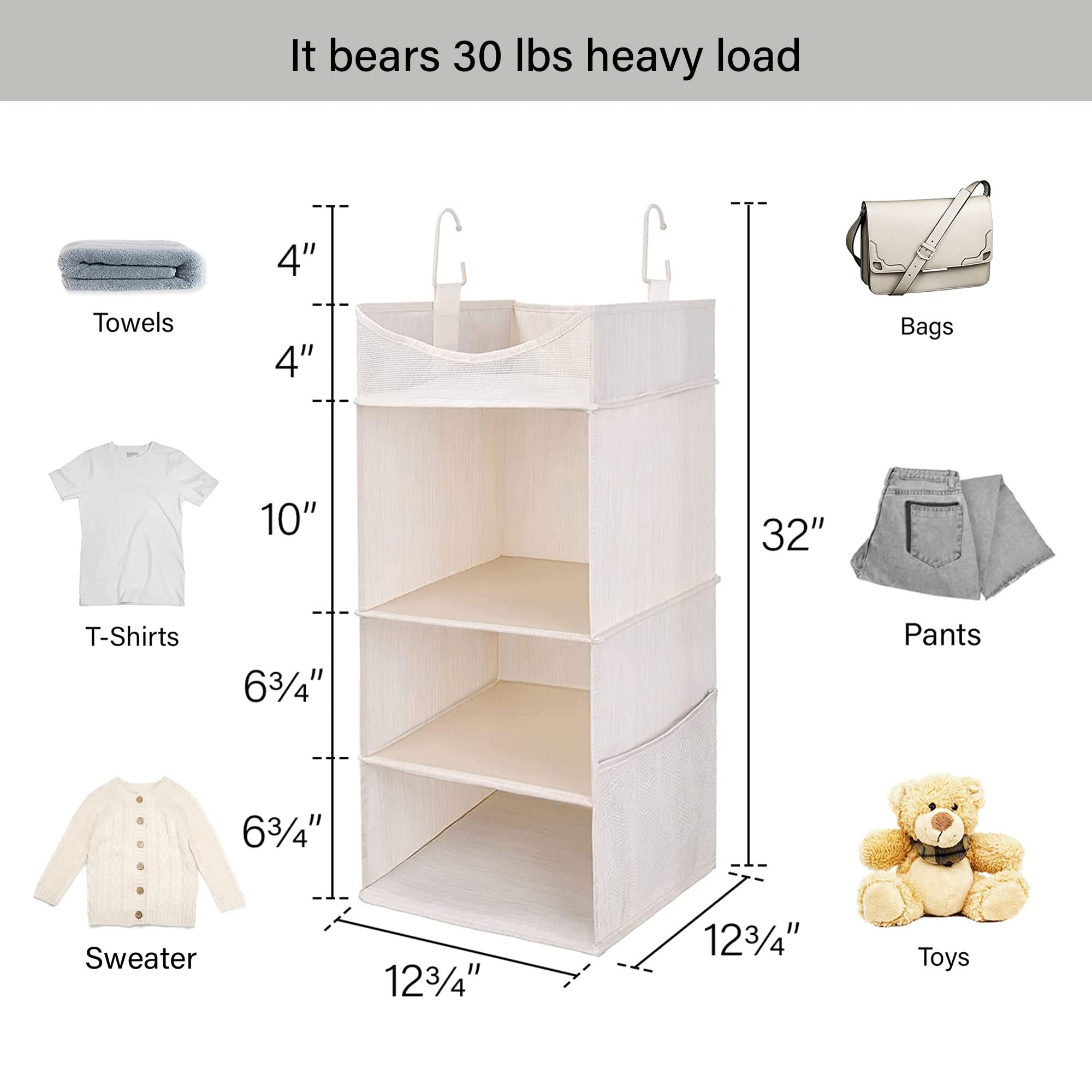 3 Shelf Hanging Closet Organizer