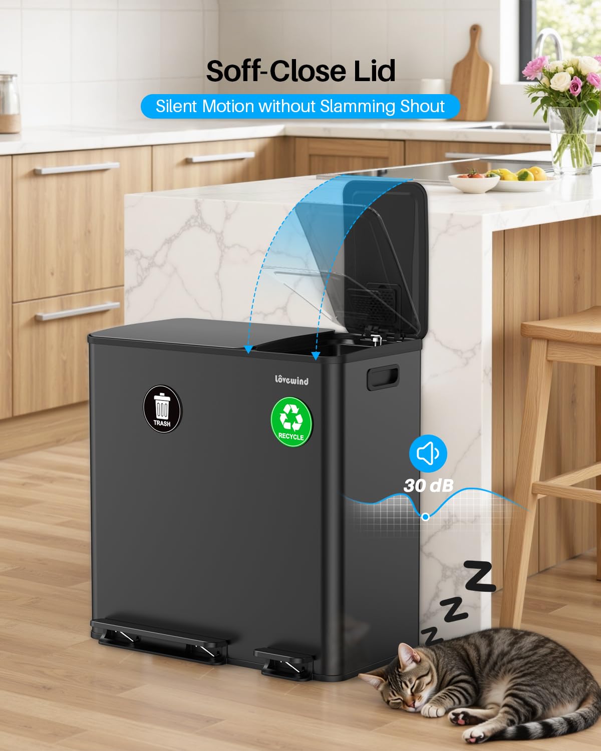 Dual Trash and Recycling Bins for Kitchen