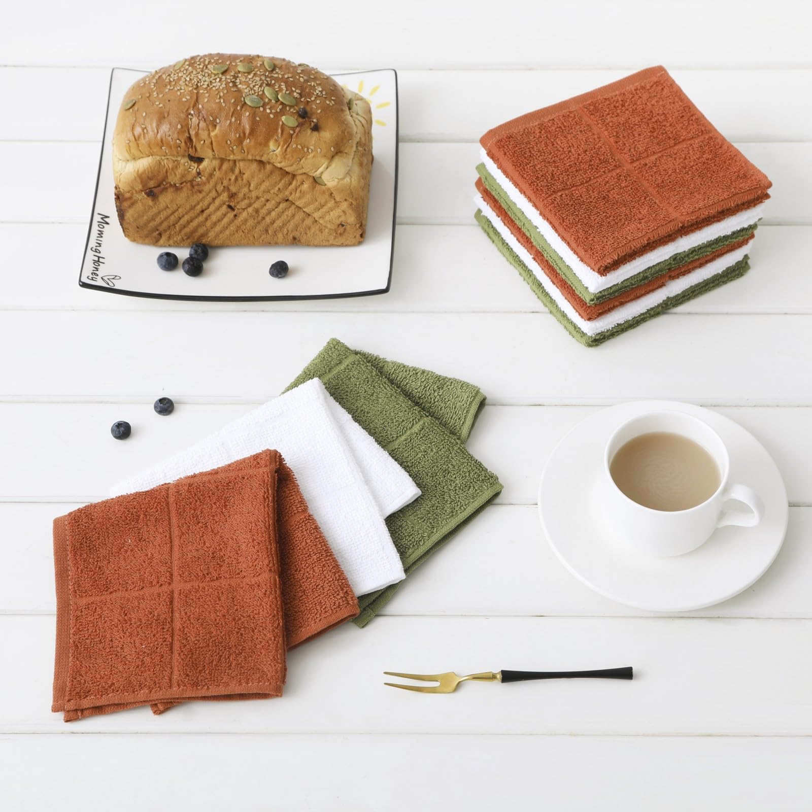 Kitchen Dish Cloths Highly Absorbent Dish Rags 100% Cotton Wash Cloths for Washing Dishes (24 Count) - ModHome Supplies