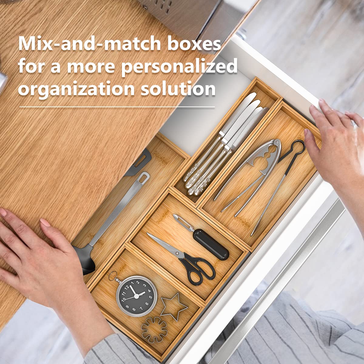Bamboo Kitchen Drawer Organizer 9"x 6" (2 Count)