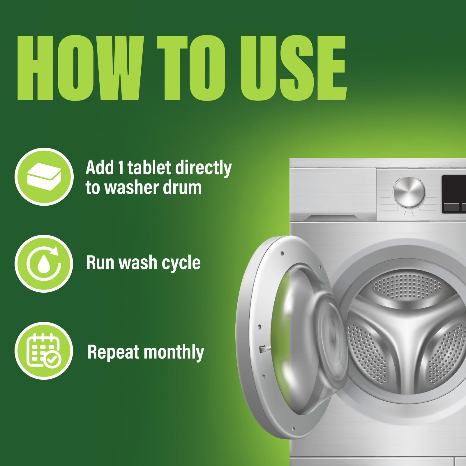 Premium Washing Machine Cleaner & Deodorizer Tablets with Pipe (28 Count)