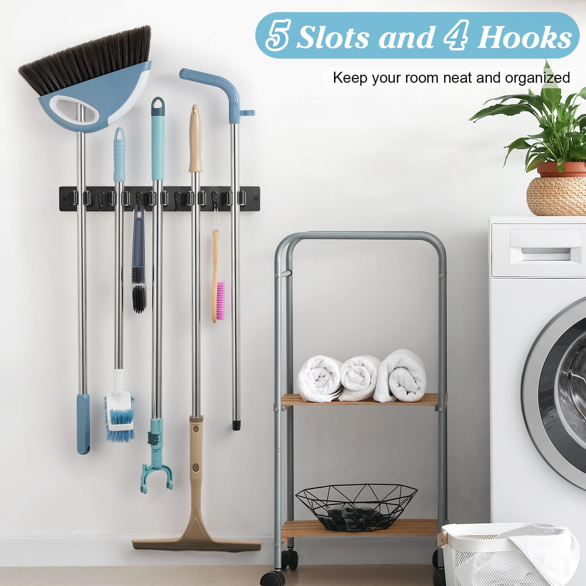 Black Broom Holder Wall Mount