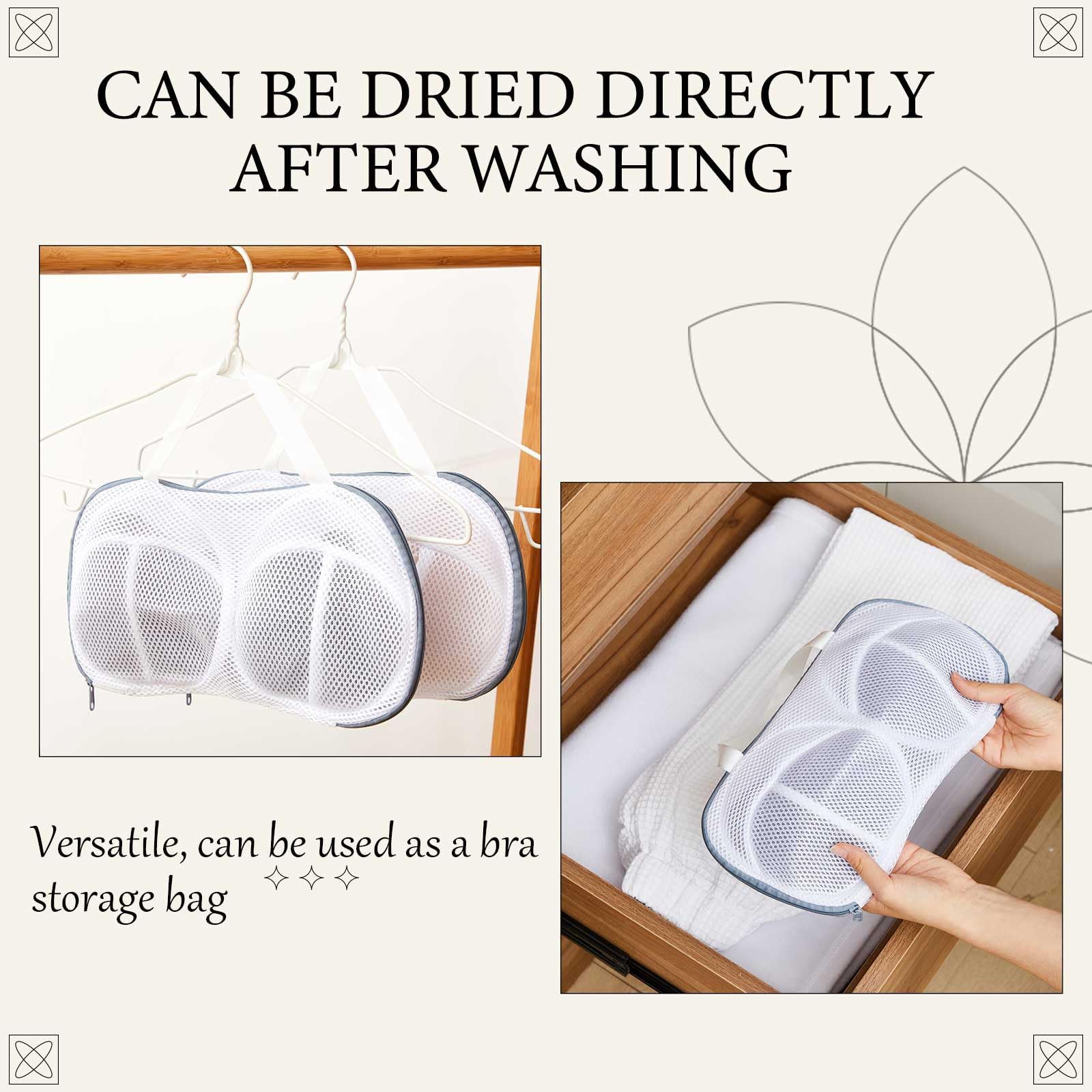 6 Pack Bra Washing Bags for Laundry 3 Styles Mesh Bra Wash Bags Zippered Lingerie Wash Protector for A (6 Count)