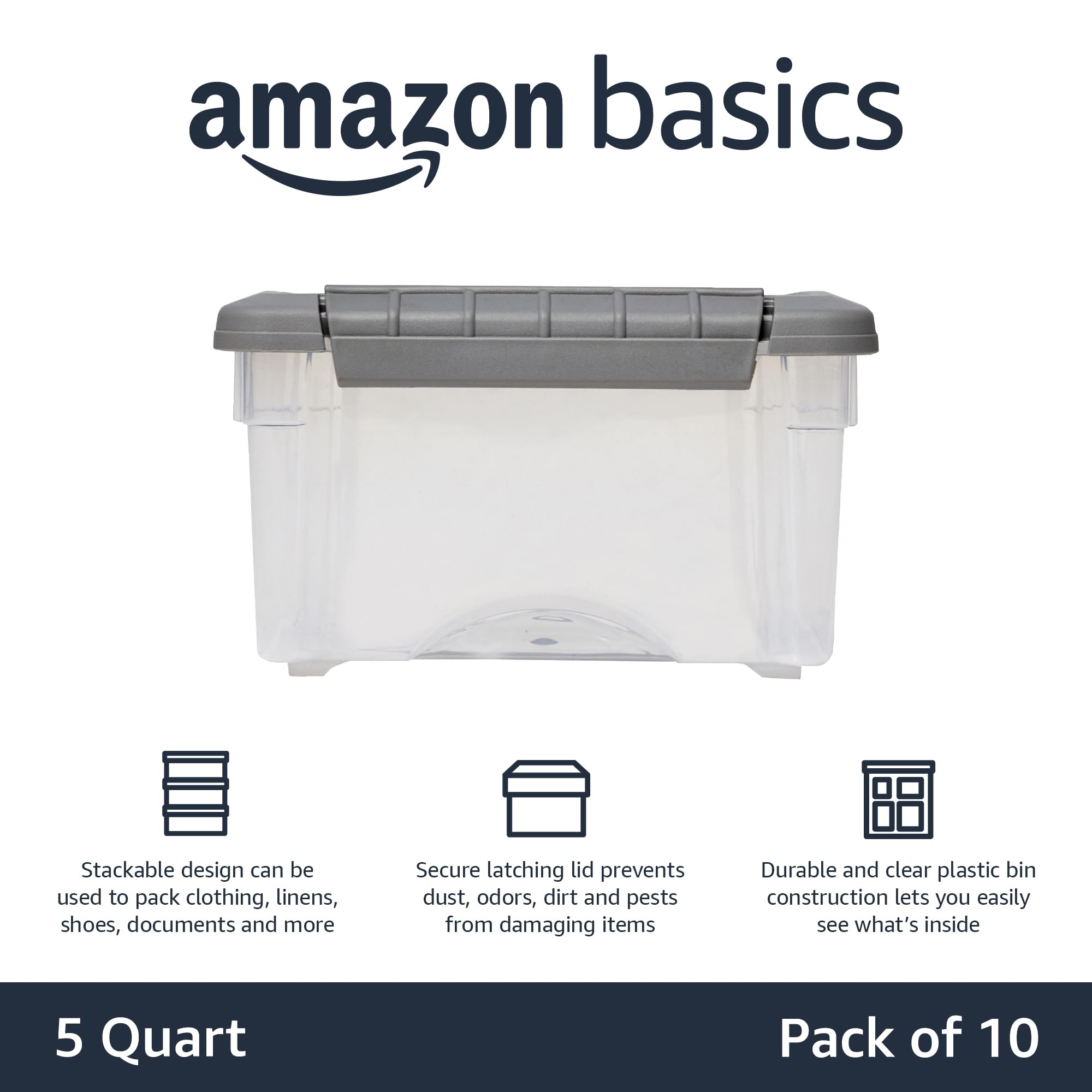 Plastic Storage Containers with Secure Latching Lids (10 Count)