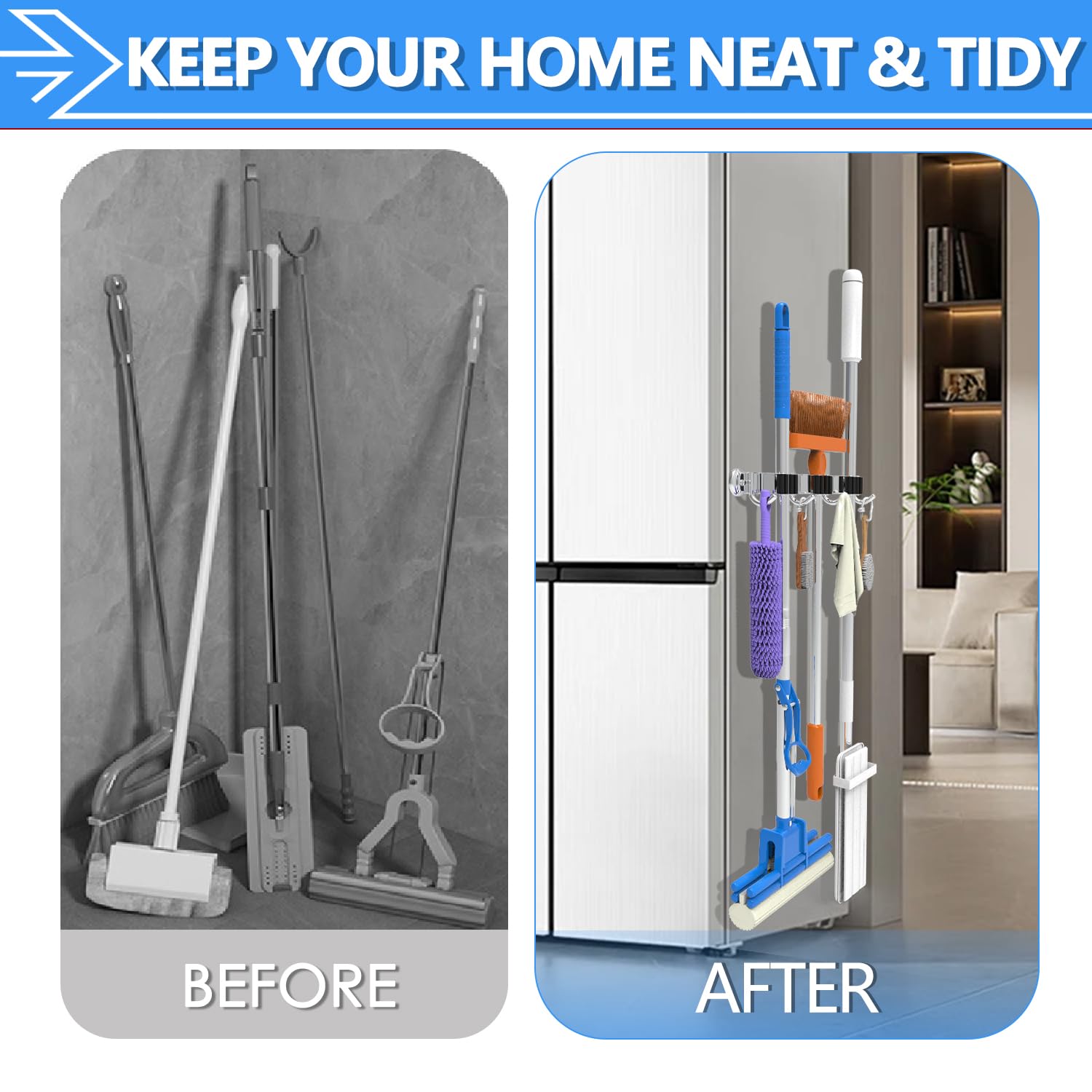 Magnetic Broom Holder Wall Mount 1 Pack
