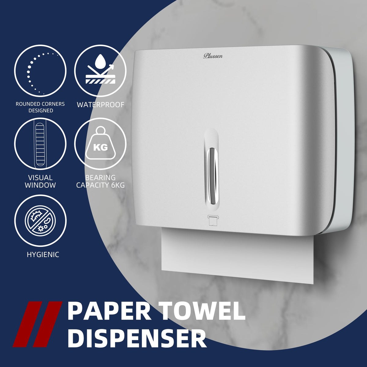 Commercial Paper Towel Dispenser Wall Mount with Key Pack of 2 Plastic 10⅞” Length X 8¼” Height X 3¾” Depth for Restroom (2 Count)