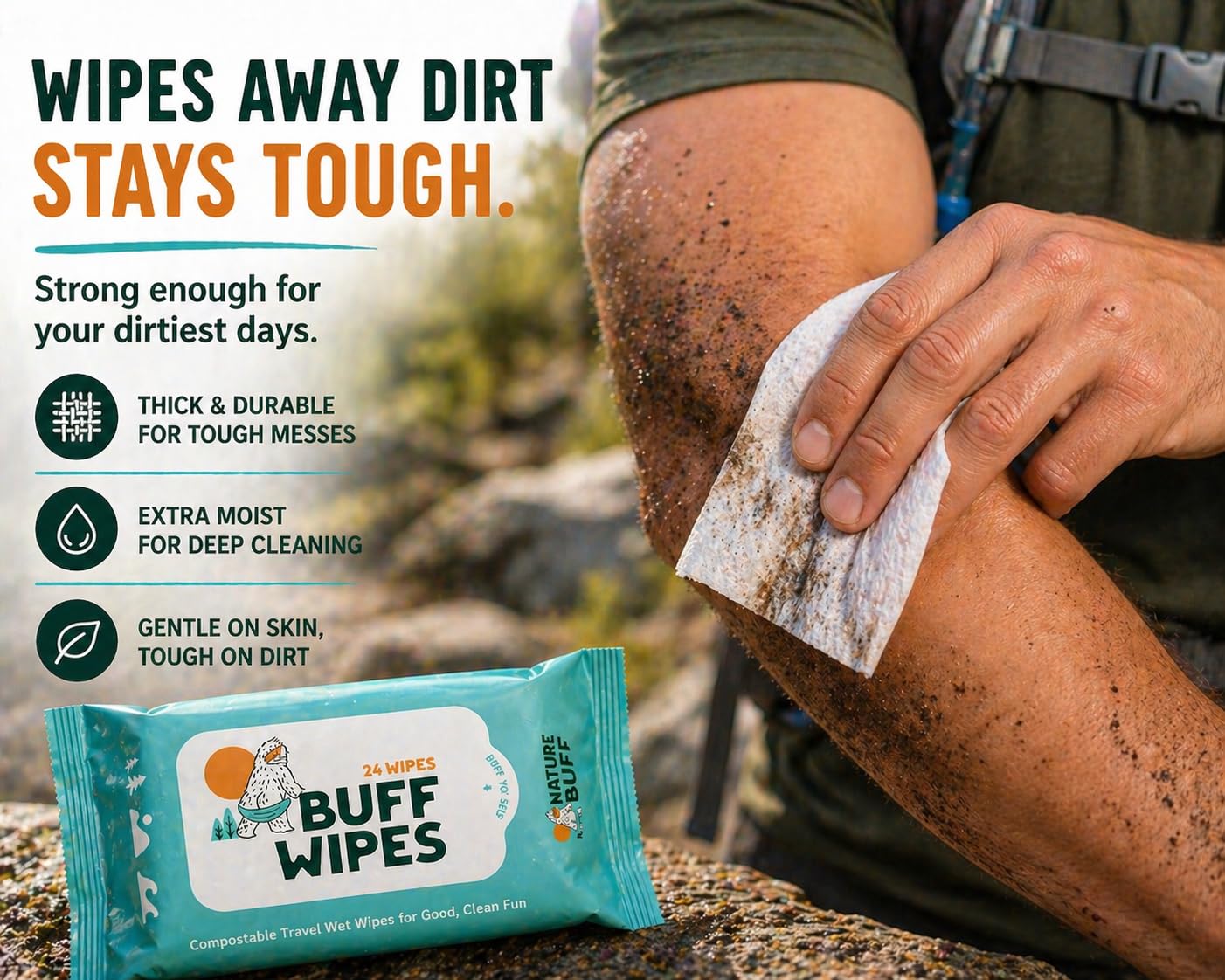 Camping Wet Wipes 8 x 8 Inch Full Body Wipes Unscented Outdoor Travel Wipes for Hiking Backpacking Camping Hygiene Pack of 12 (12 Count)