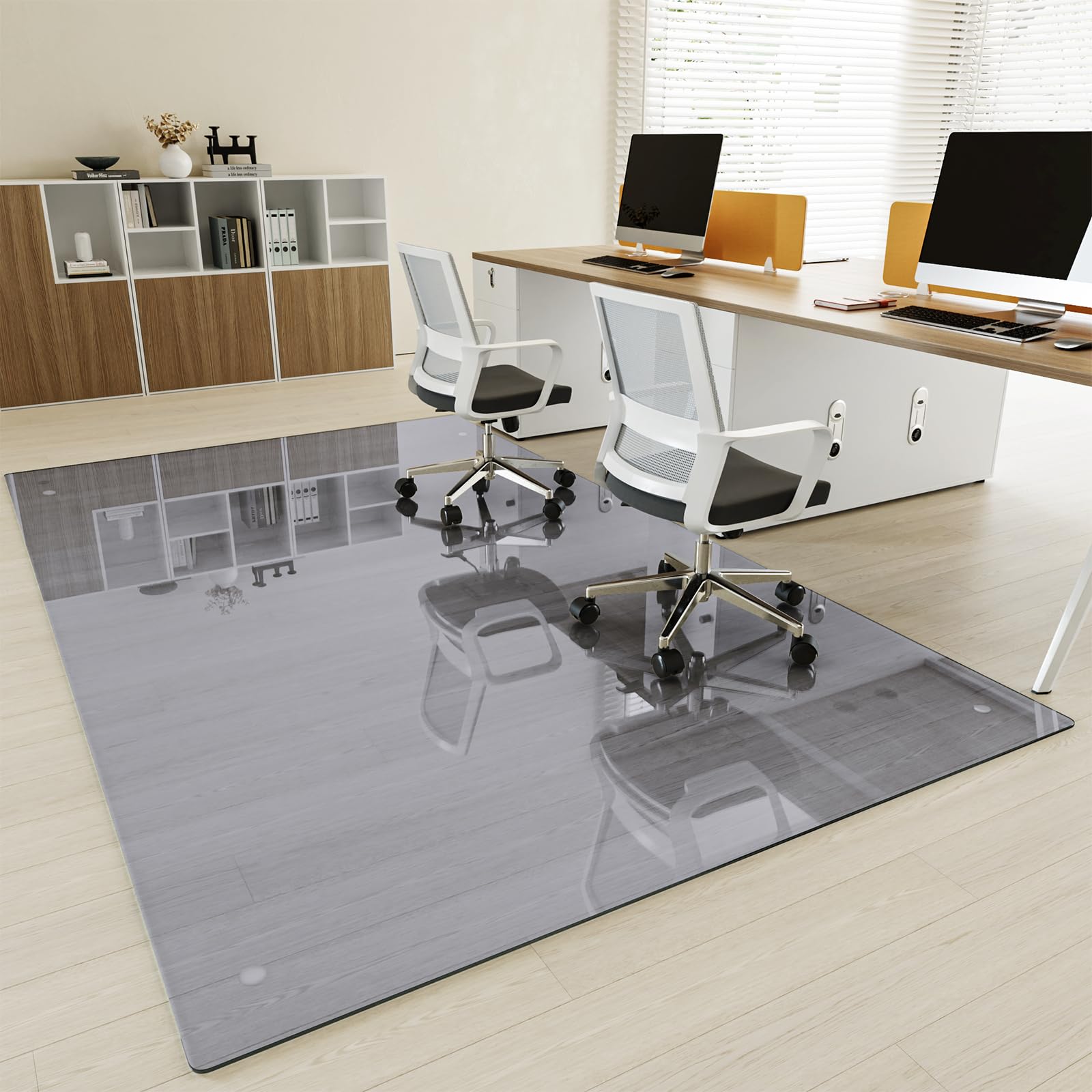 Tempered Glass] 48" x 80" Glass Office Chair Mat for Carpet
