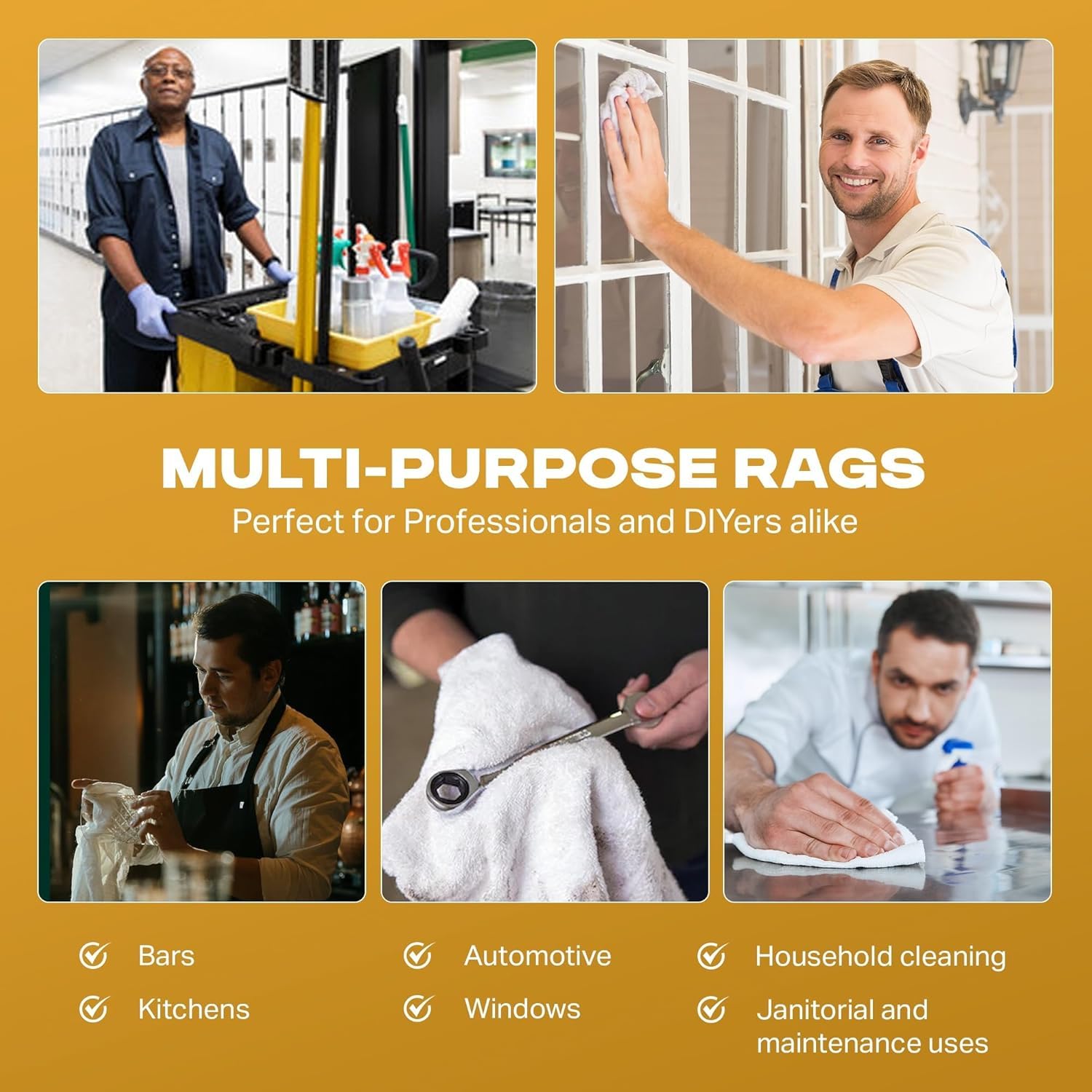 Angel-in-Armor White Terry Cloth Rags (16” x 19”) – 50lb Bulk Box of 100% Cotton Cleaning Rags – Reclaimed Towels for Plumbers, Shop Use, Janitorial, and Commercial Cleaning (800 Ounce)