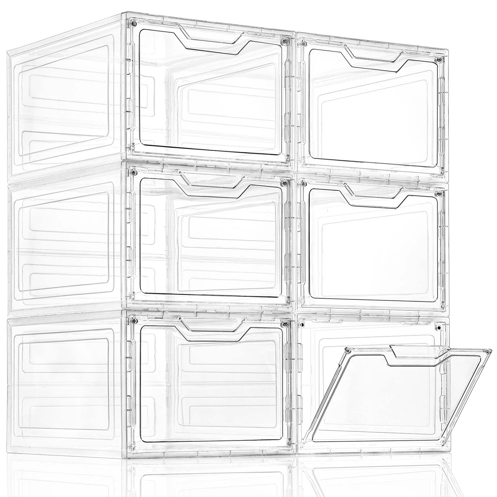 6 Pack Clear Storage Bins with Lids (6 Count)