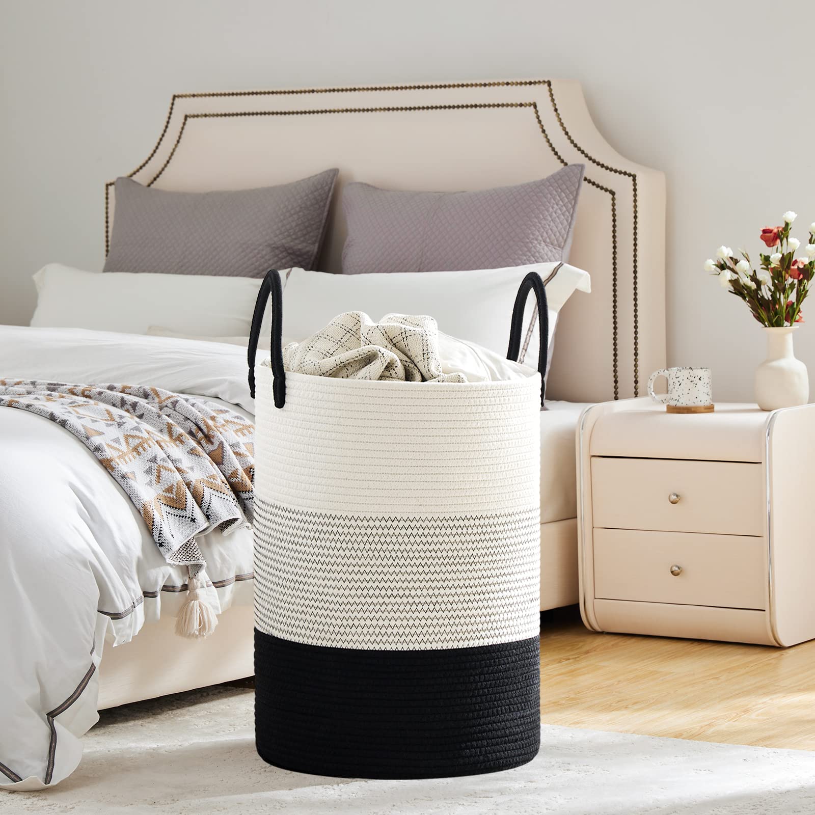 100L Extra Large Woven Laundry Basket Hamper
