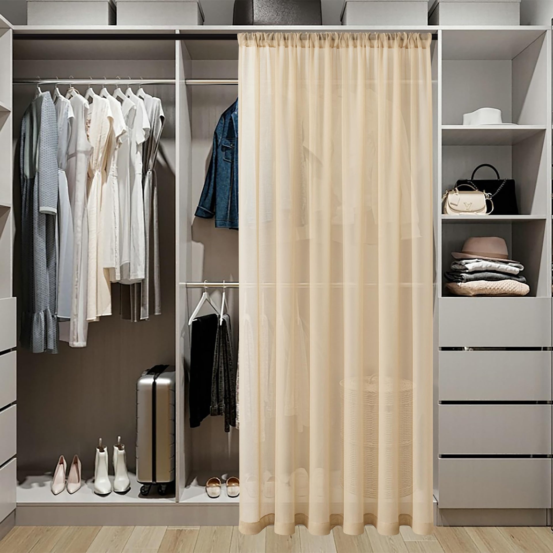 Sheer Door Curtain Closet Linen Textured Curtains Sheer Doorway Light Filtering Voile Patio Glass Doors Rod Pocket Curtain French Door