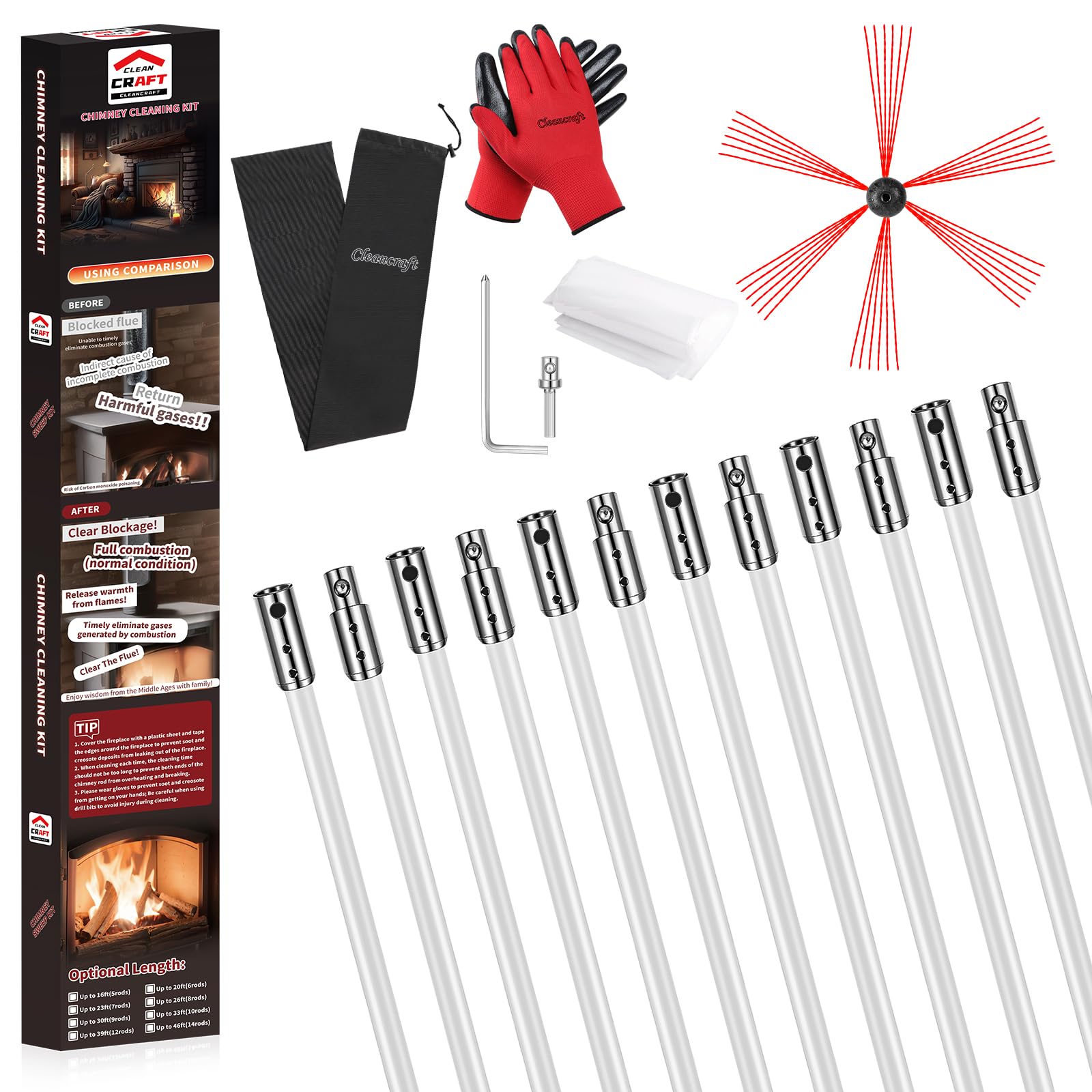 39 Feet Chimney Sweep Kit