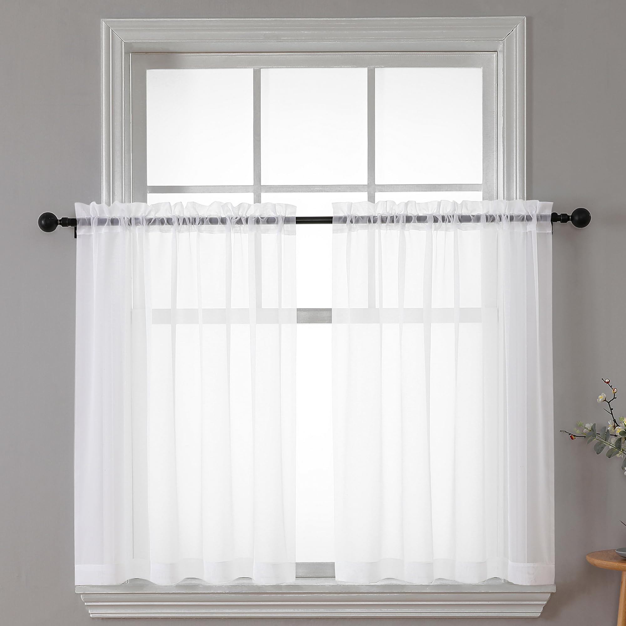 White Sheer Curtains 30 inch Length 2 Panels (2 Count)