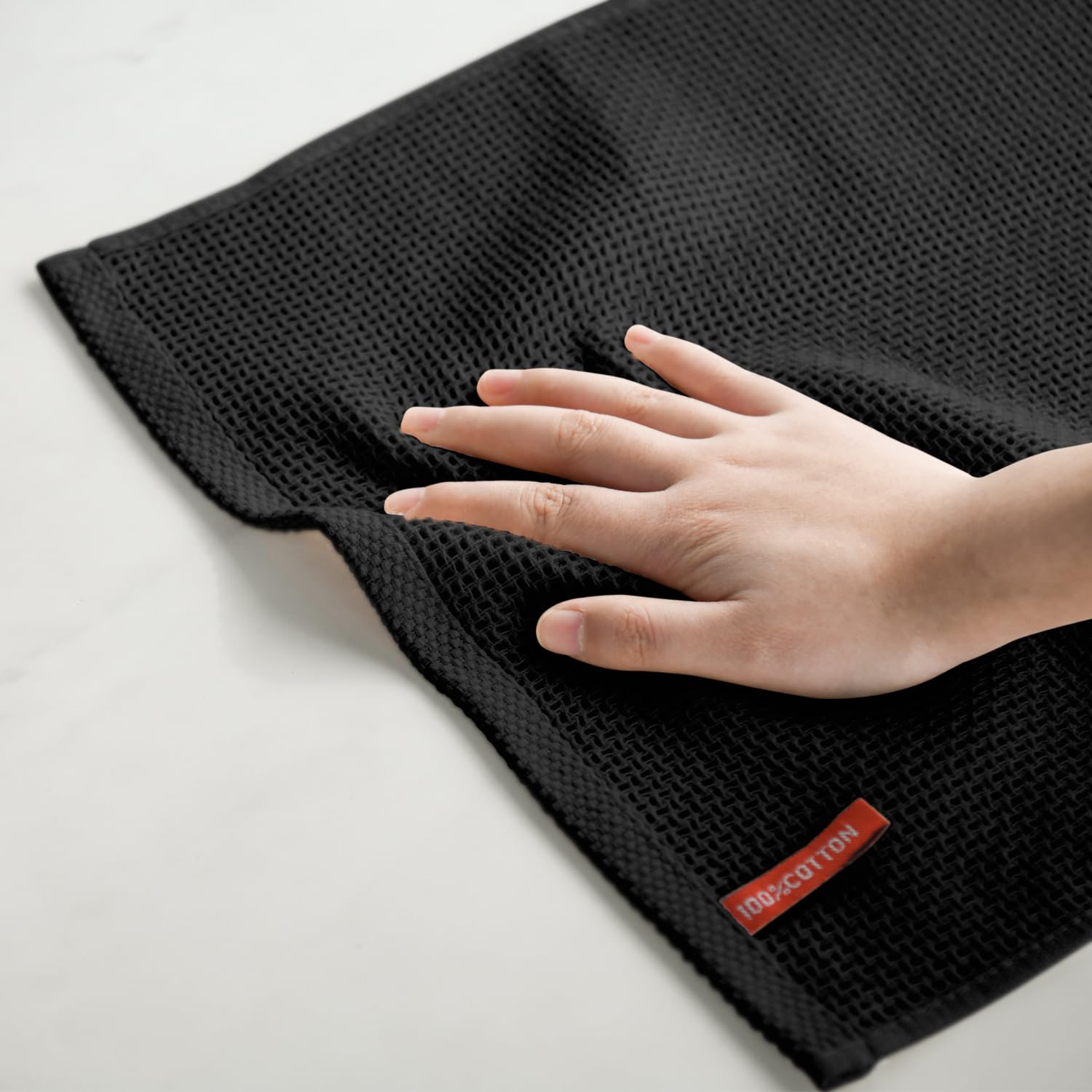 100% Cotton Black Waffle Weave Kitchen Dish Cloths (6 Count)