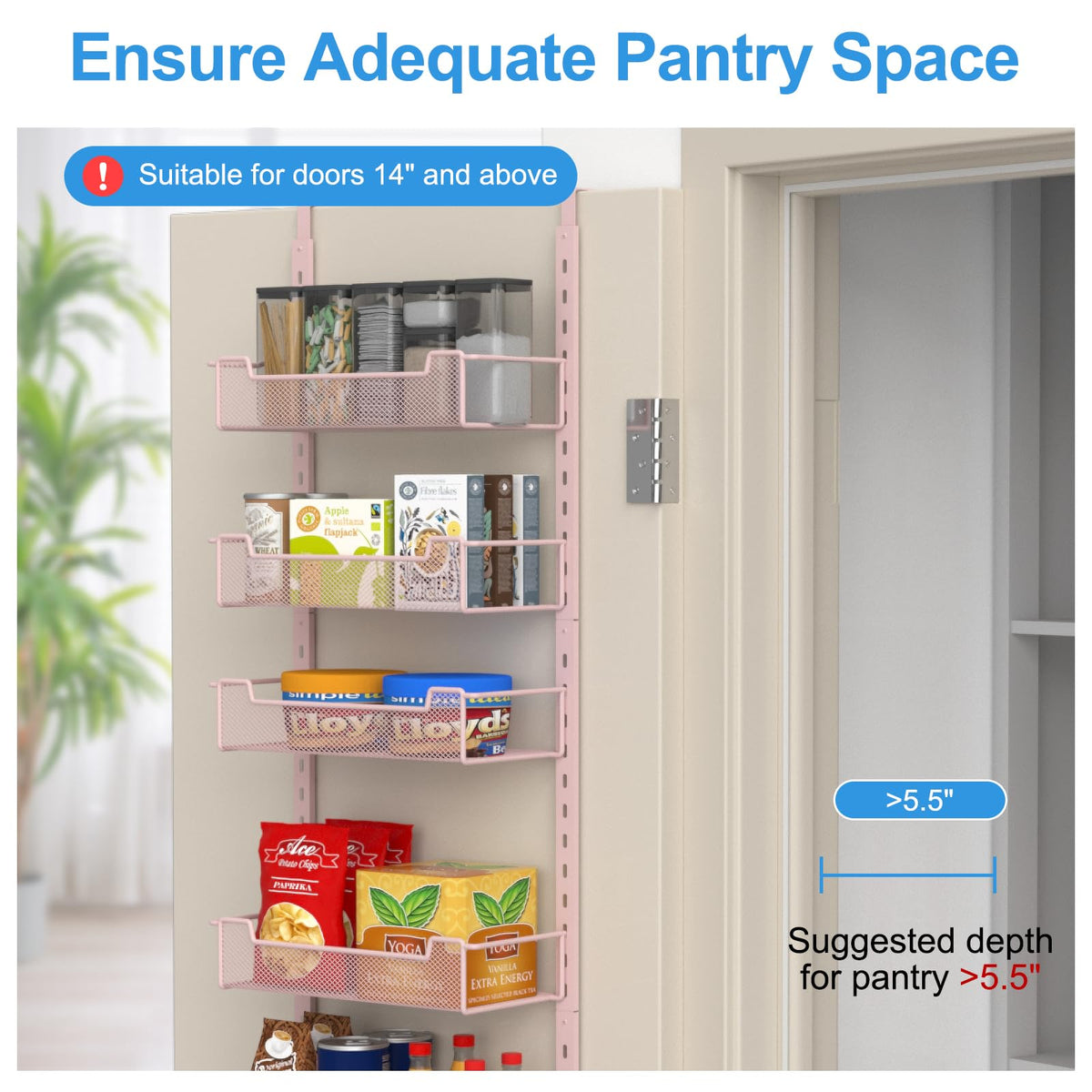 12.3" W Narrow Over the Door Pantry Organizer