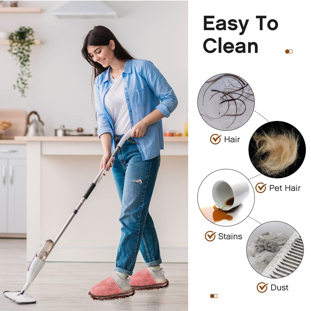 2 Pair Microfiber Slippers Floor Cleaning Mop
