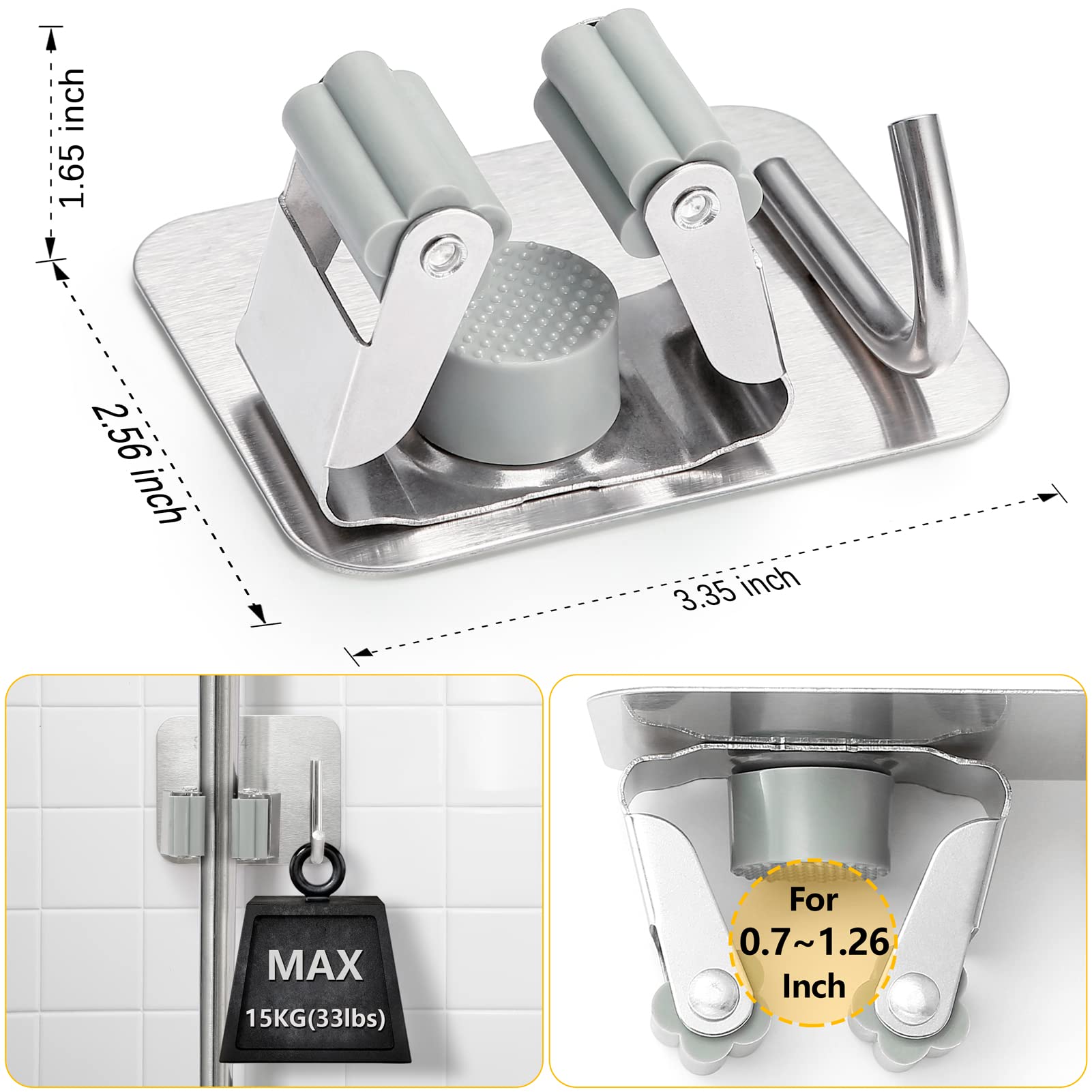 Stainless Steel Broom Holder (4 Count)