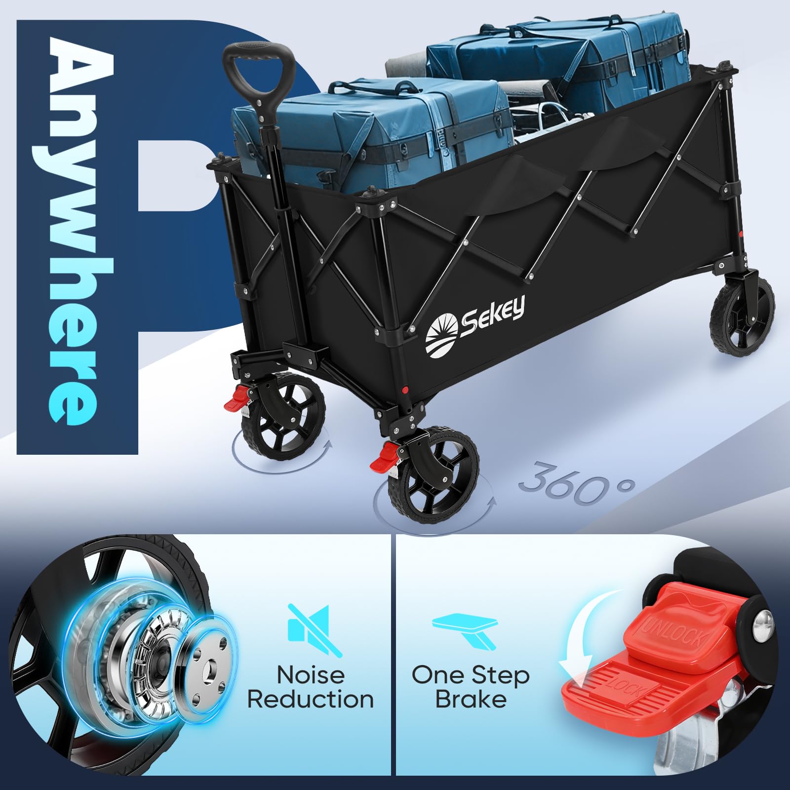 Collapsible Foldable Wagon with 300lbs Weight Capacity