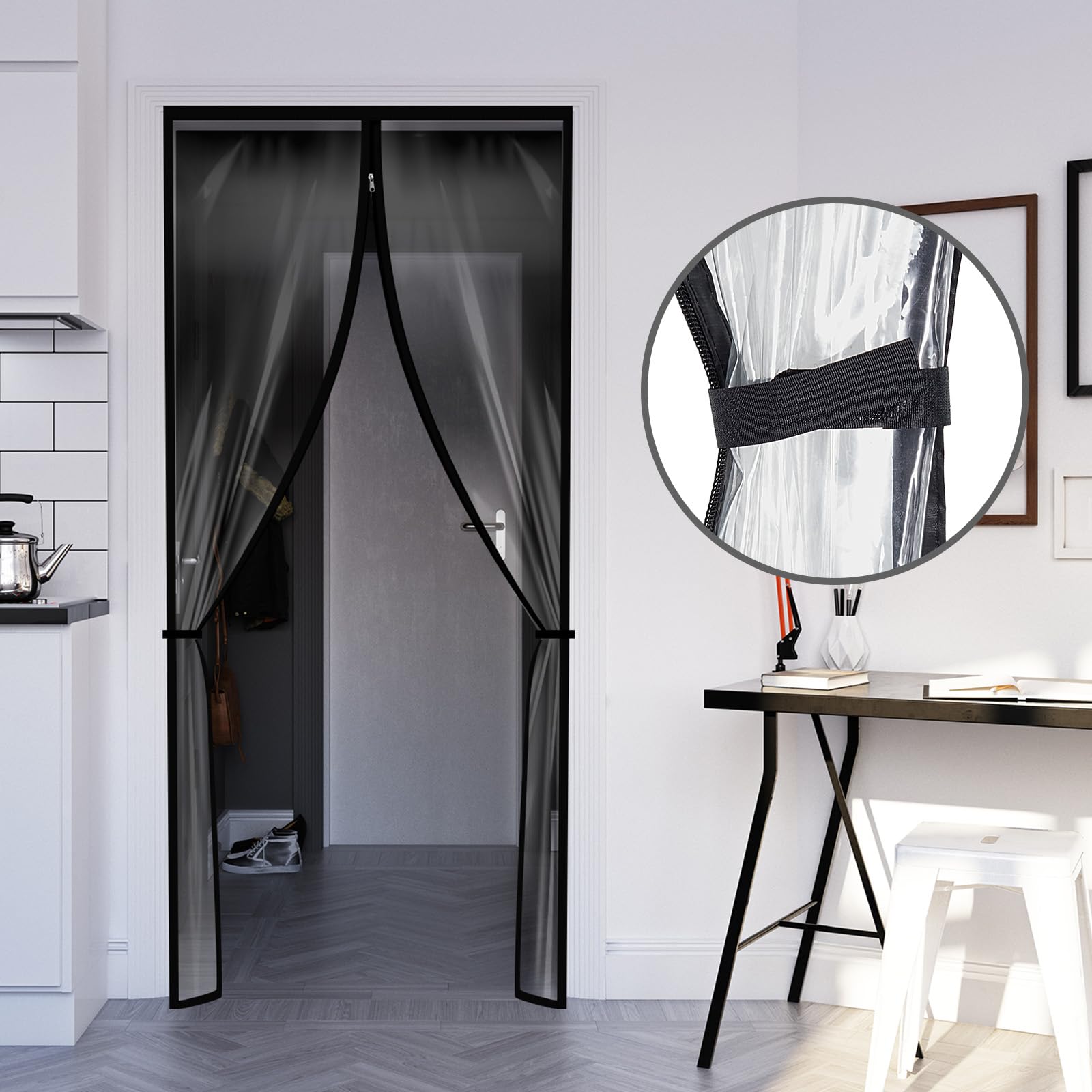 Zipper 38 x 83 Inch Dust Barrier Door Kit Construction Door Barrier 3 x 7 ft Reusable Plastic Curtain Cover Containment Standard Doorway Temporary Wall Screen Sheeting for Bathroom Hallway