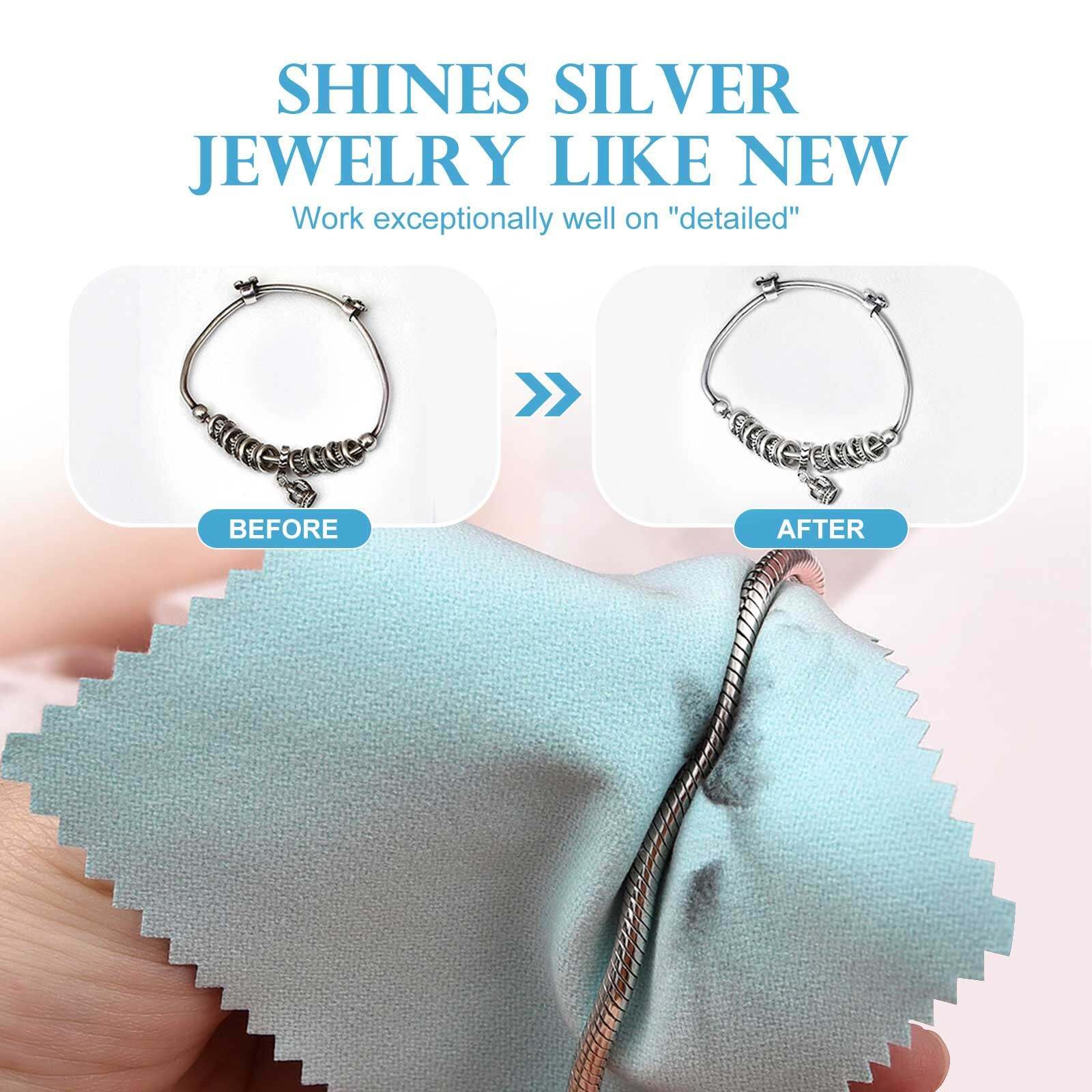100pcs Jewelry Cleaning Cloth Turquoise Polishing Cloth for Sterling Silver Gold Platinum Small Silver Polish 8x8cm (100 Count)