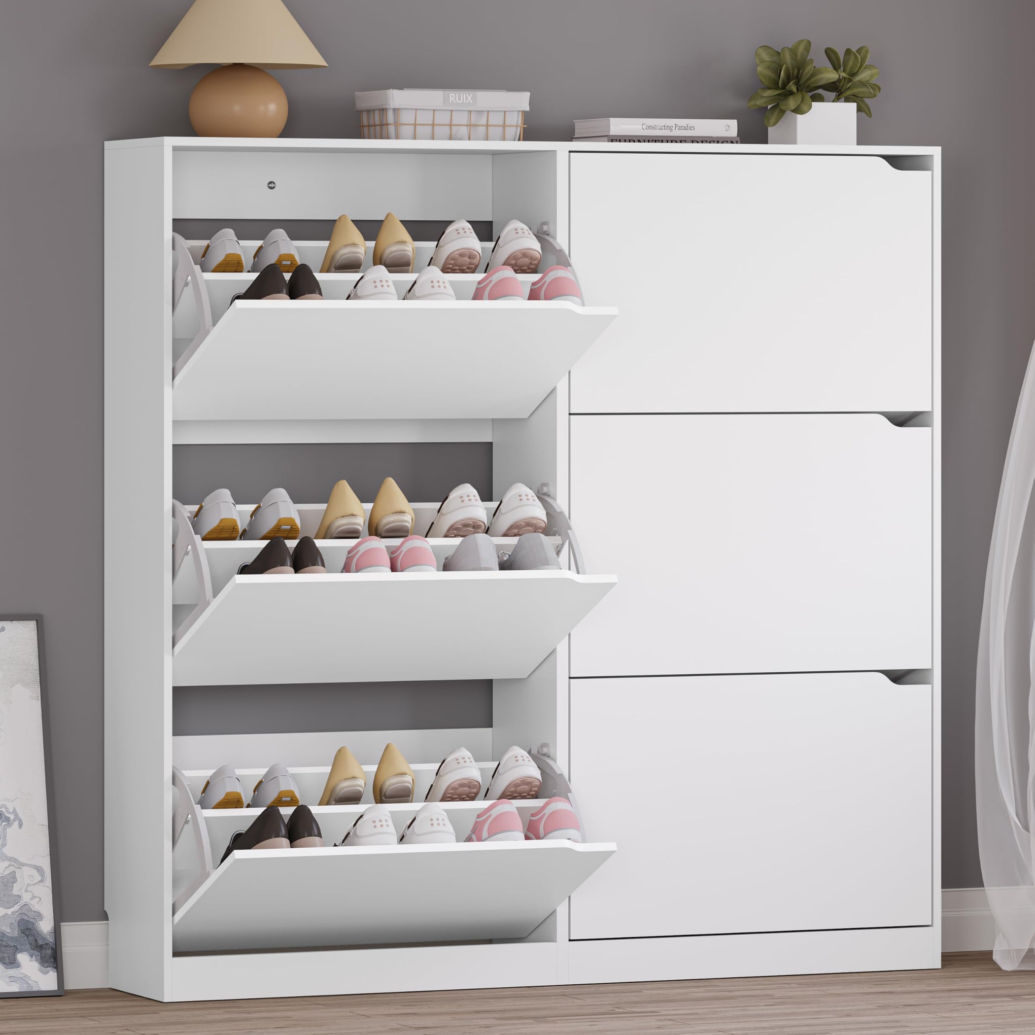 Shoe Cabinet with 6 Flip Drawers