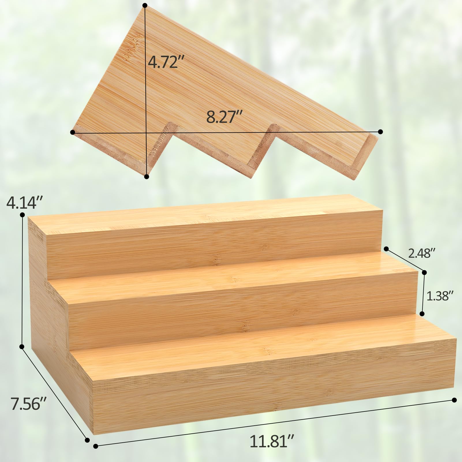 2 Pack Bamboo Spice Rack Organizer for Kitchen Counter (2 Count)