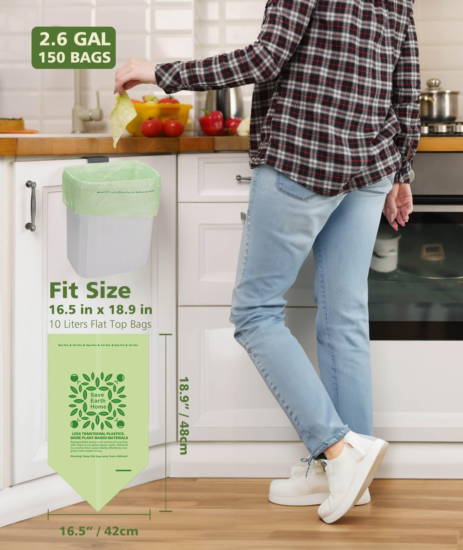 Small Compost Bags 2.6 Gallon Trash Bag (150 Count)