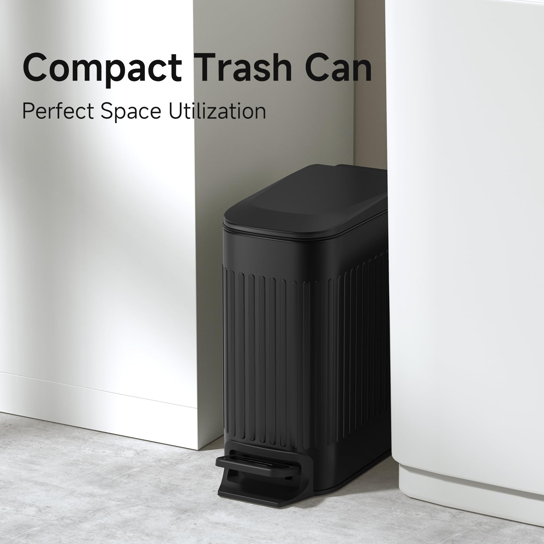 Slim Bathroom Trash Can with Lid Soft Close