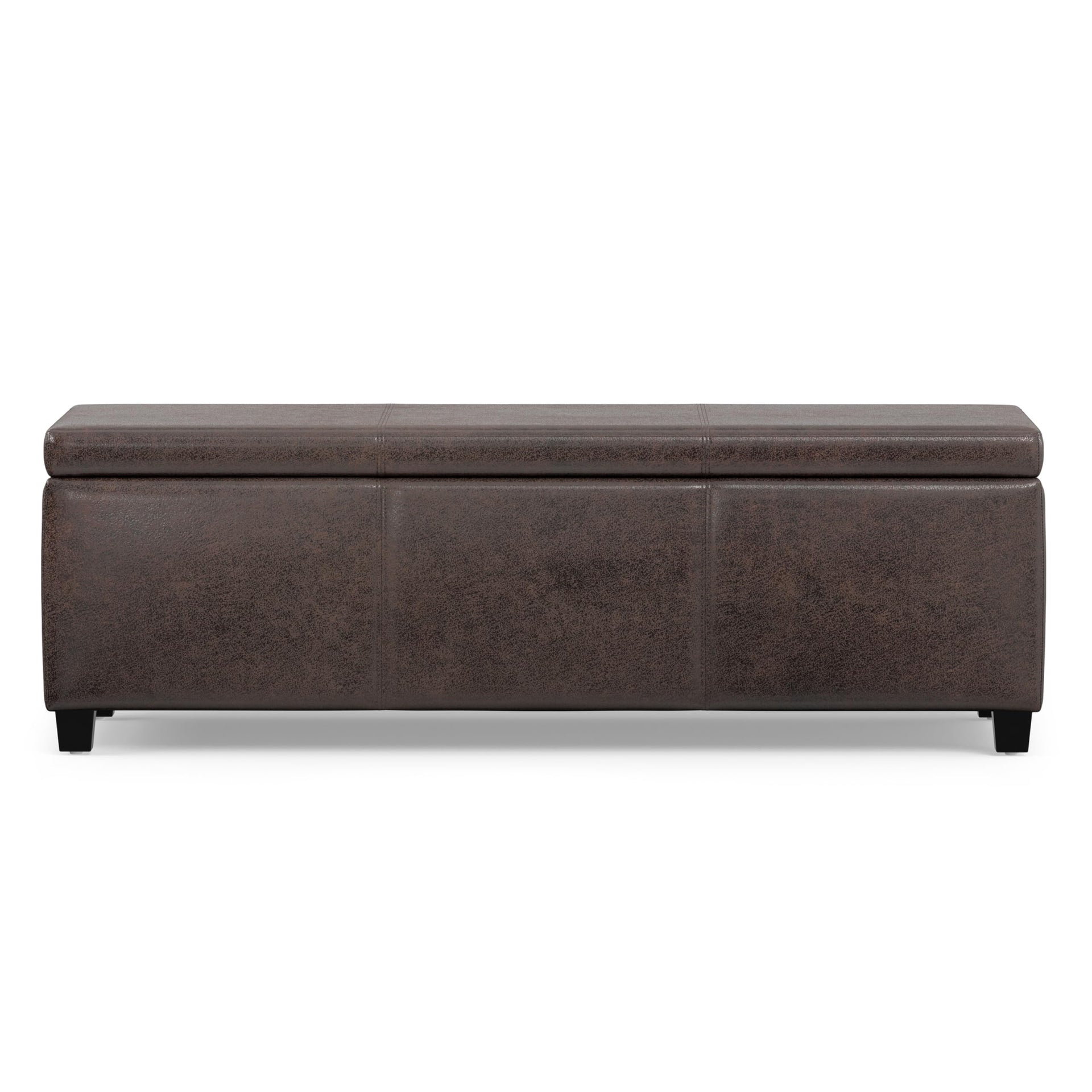 Avalon 48" Wide Vegan Leather Storage Ottoman in Brown