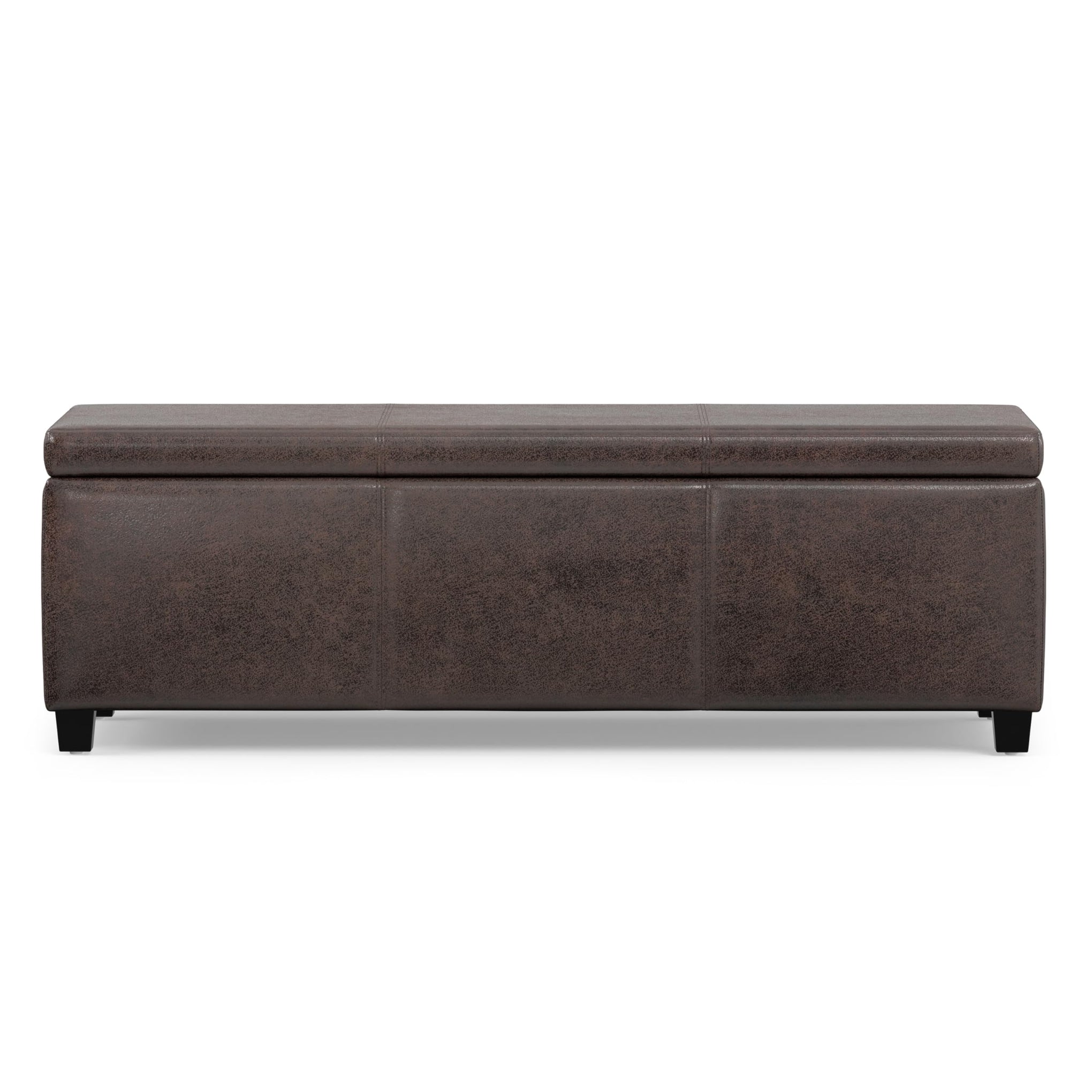 Avalon 48" Wide Vegan Leather Storage Ottoman in Brown