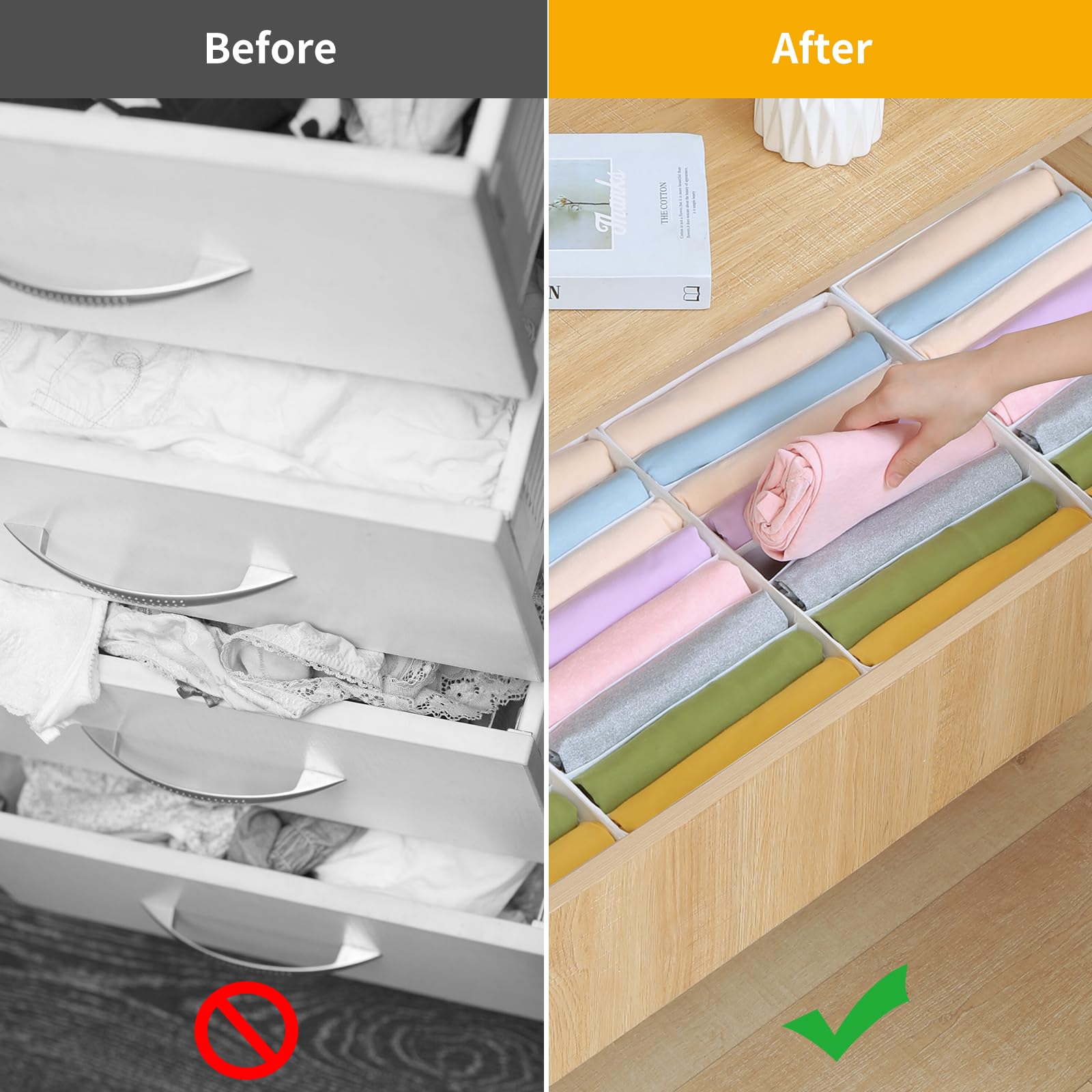 4 Packs T shirt Drawer Organizers for Clothing (4 Count)