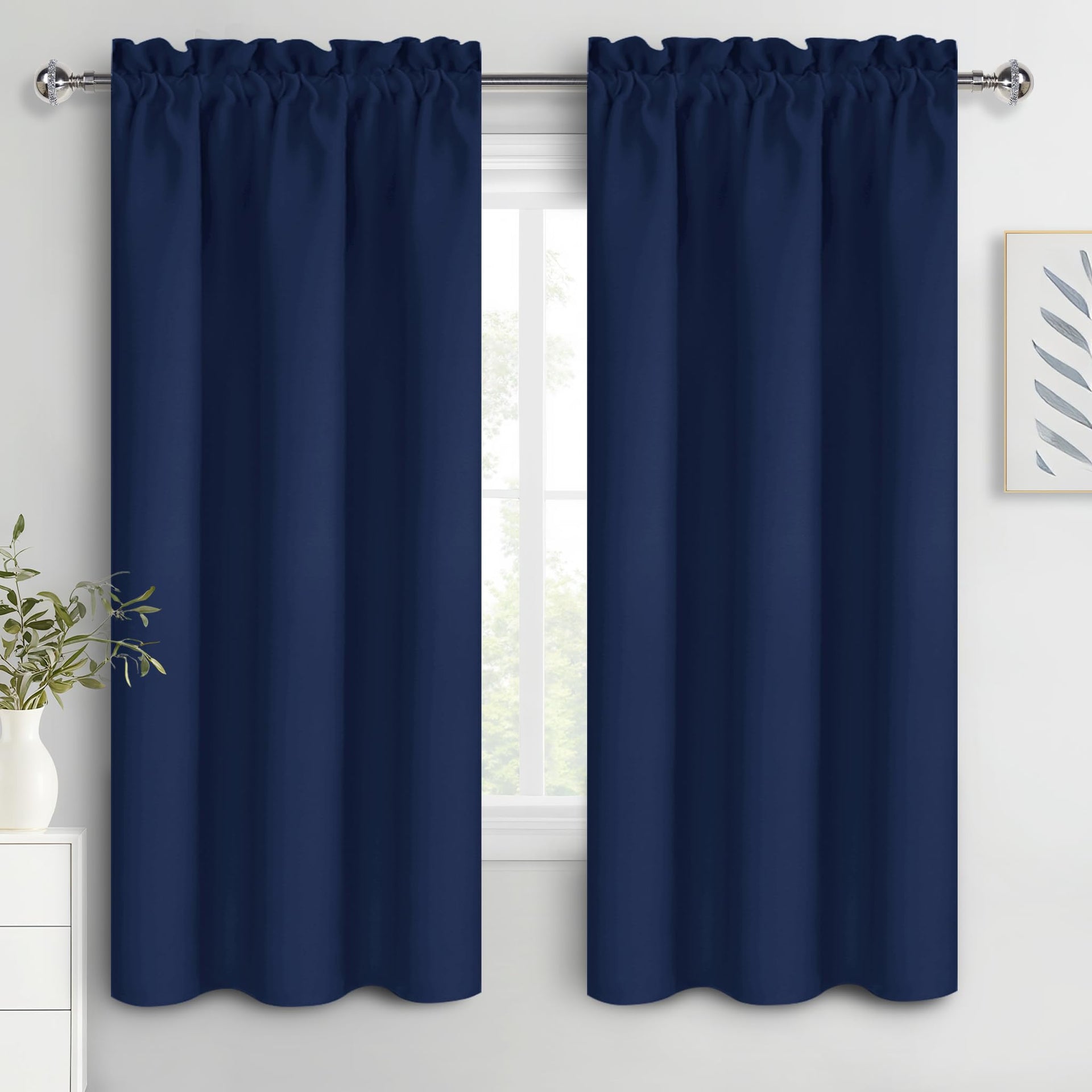 Blackout Curtains for Bedroom 38 x 72 Inch Long Navy Blue 2 Panels (2 Count)