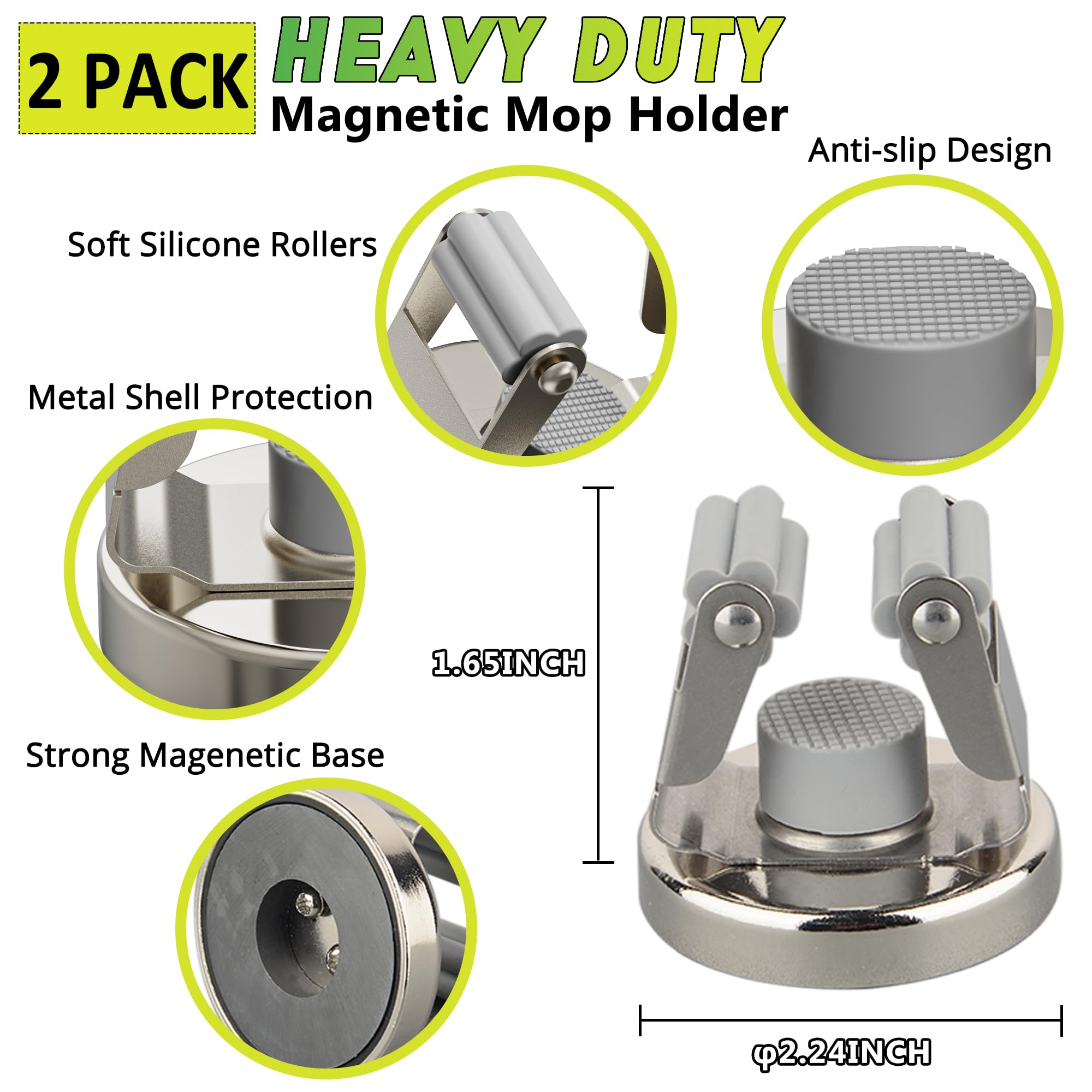 Magnetic Mop Broom Holder (2 Count)