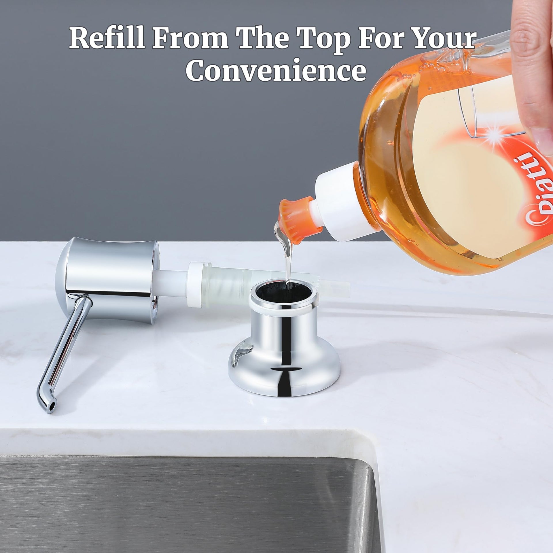 Soap Dispenser for Kitchen Sink Chrome Upgrade Built