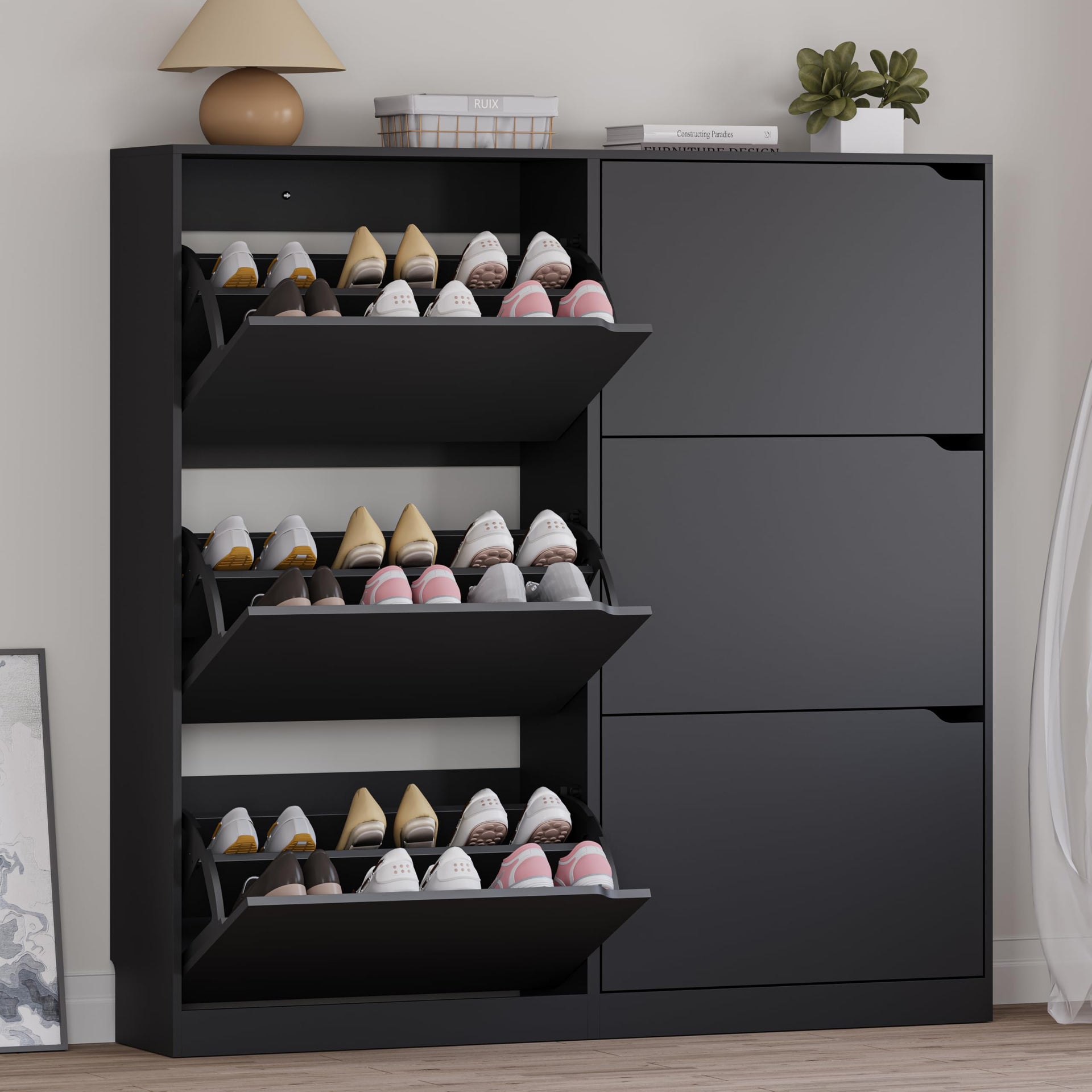 Shoe Cabinet with 6 Flip Drawers
