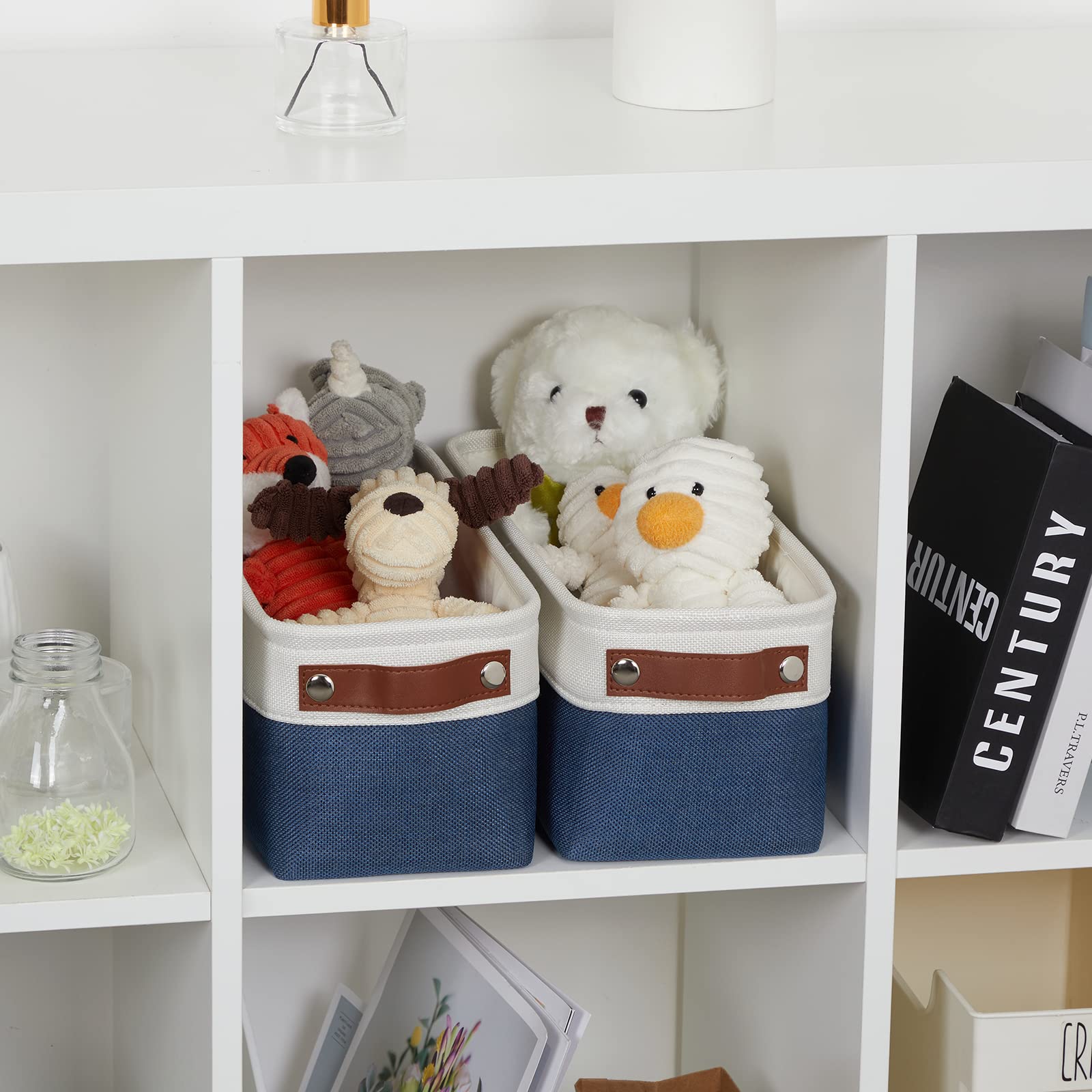 Toilet Paper Baskets for Storage 15"x6"x5.5" Small Rectangular Baskets for Towels [2 Pack] Collapsible Fabric for Organizing Closet (2 Count)