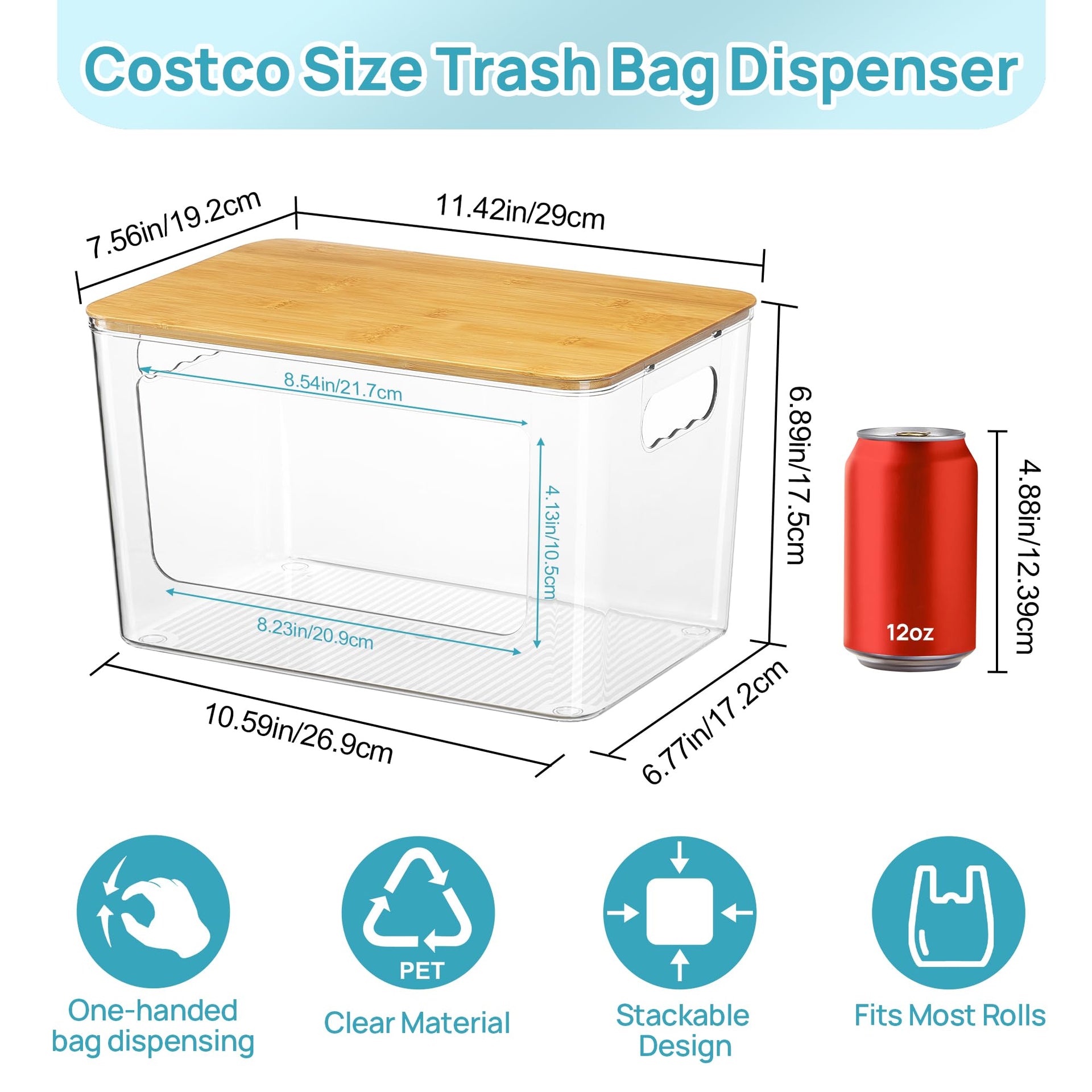 2 Pack Trash Bag Holder with Bamboo Lid (2 Count)