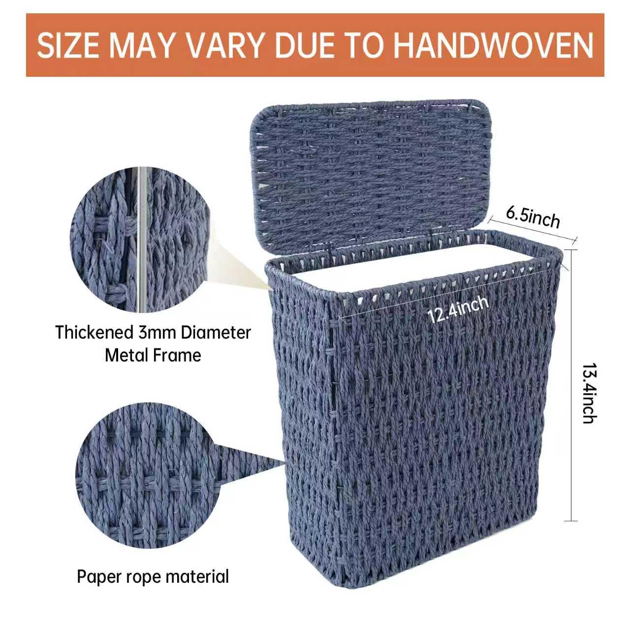 3 Gallon Paper Rope Bathroom Trash Can