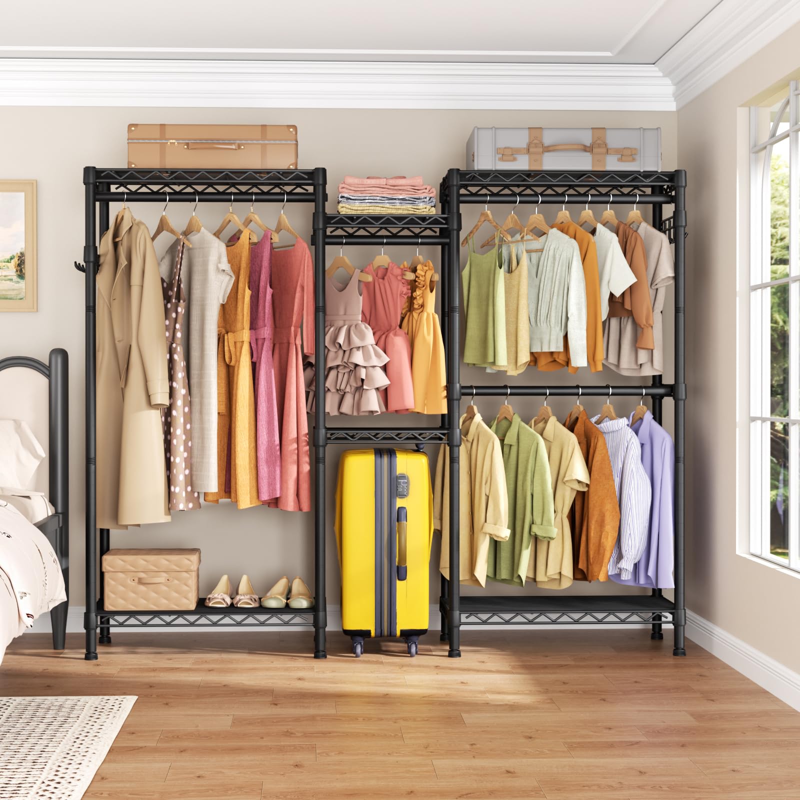 Heavy Duty Clothes Rack Metal Wardrobe with Adjustable Wire Shelves