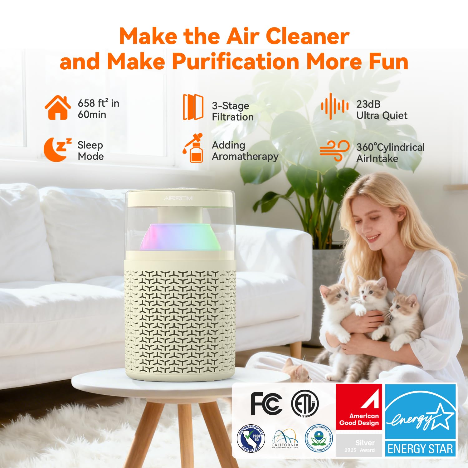Pet Air Purifier for Home & Bedroom