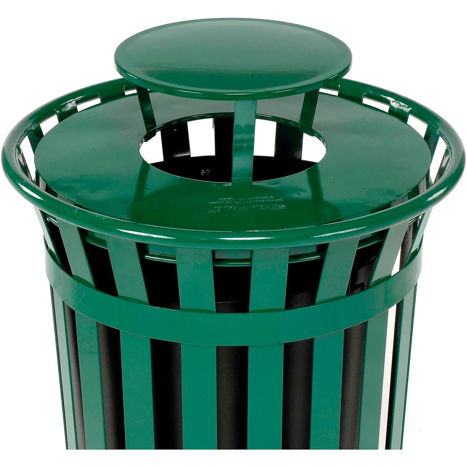 Heavy Duty 36 Gallon Cap Outdoor Metal Slatted Trash Can
