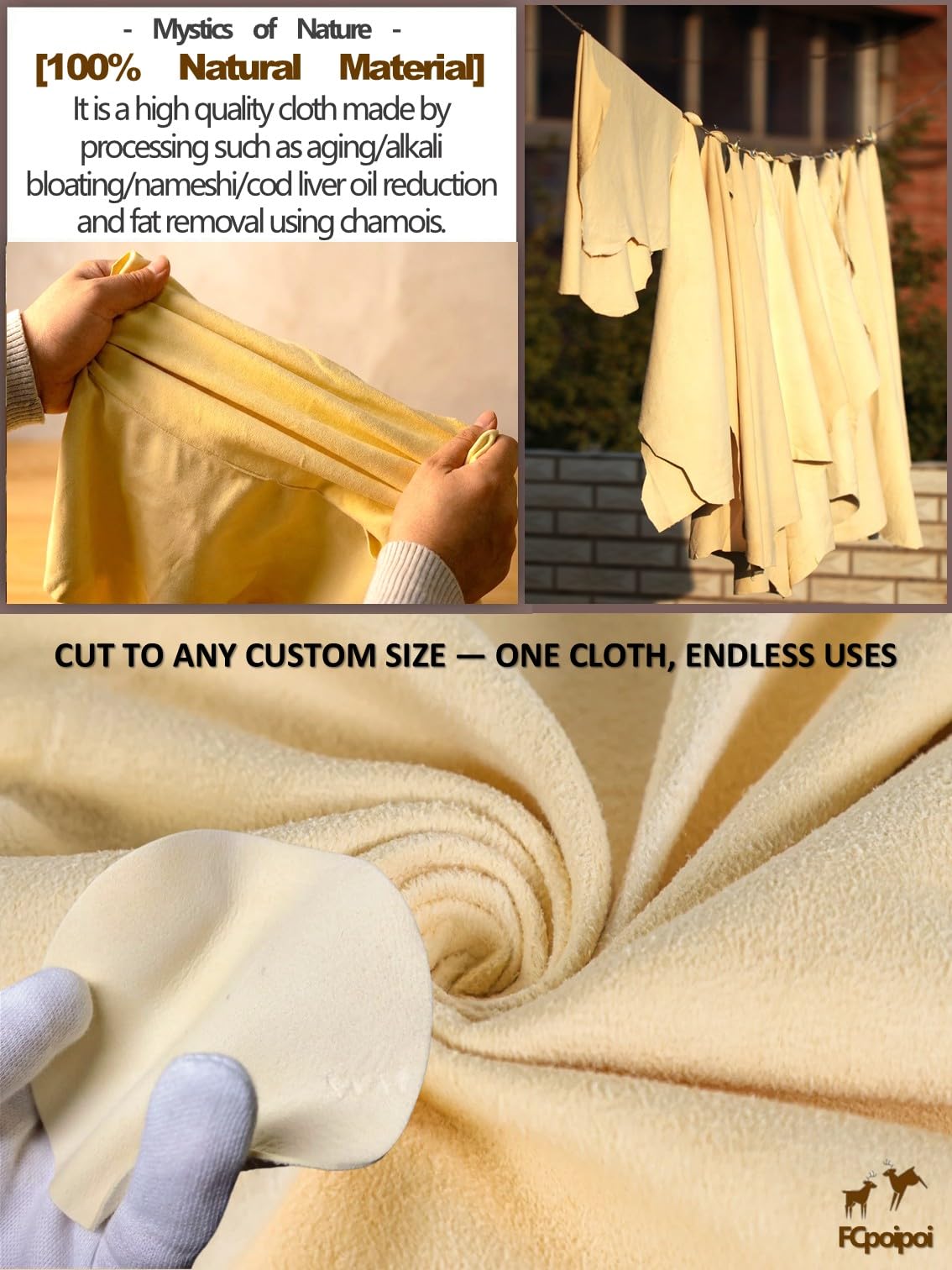 Eyeglass Cleaning Cloth Natural Chamois Leather Camera Lens Cleaning Cloths