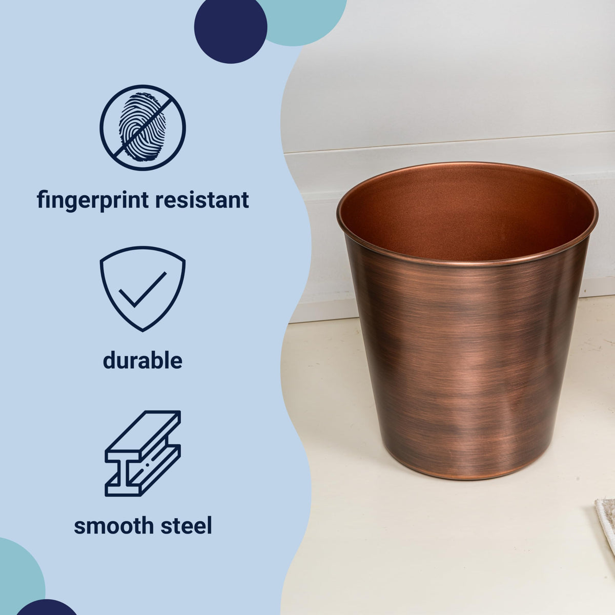 Nolan 2 Gal Smooth Steel Wastebasket